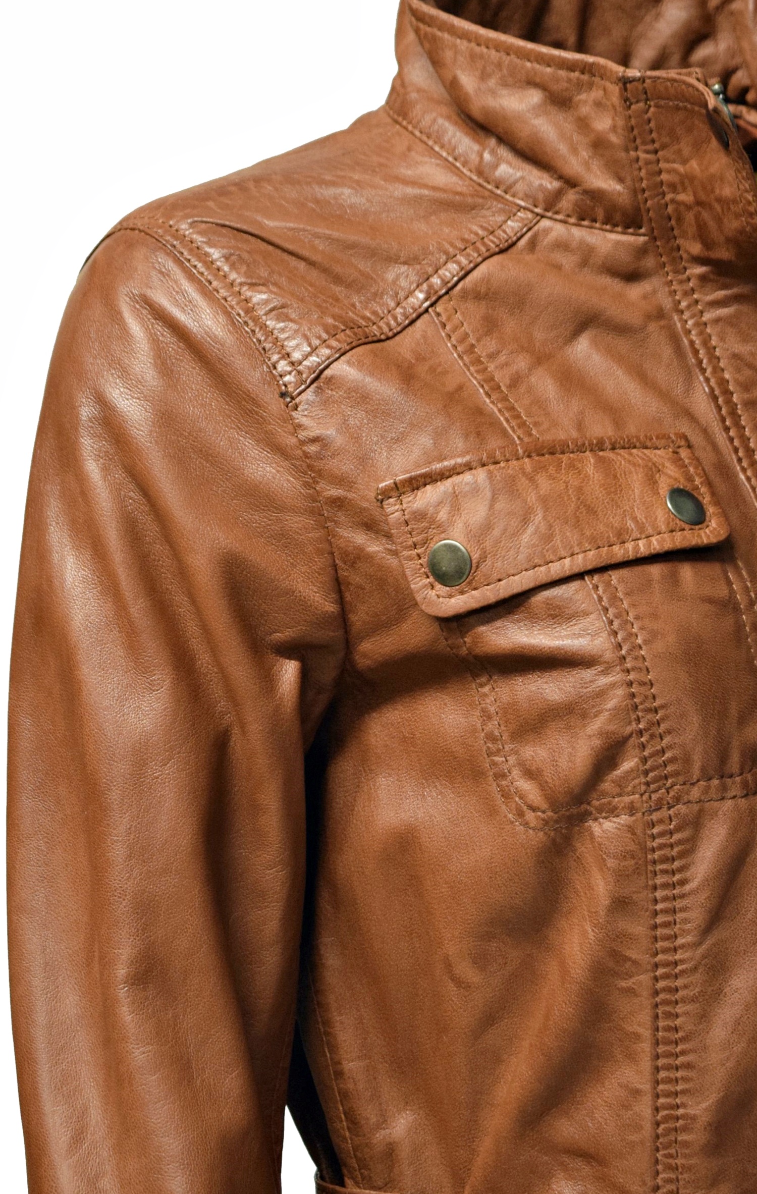 Damen Lederjacke Bruni in washed Cognac