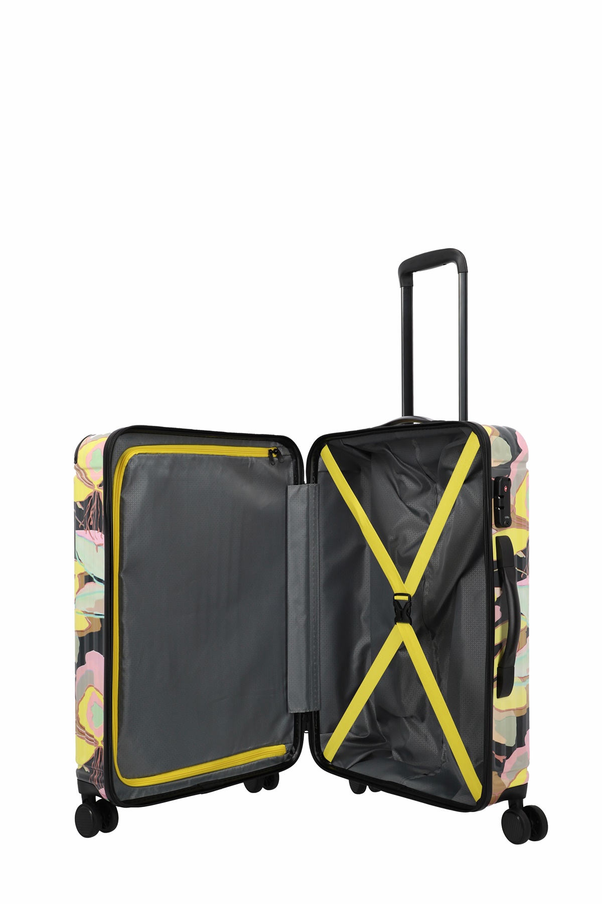 Travelite Trolley Cruise M 66 cm mit 4 Rollen Gelbe Orchidee