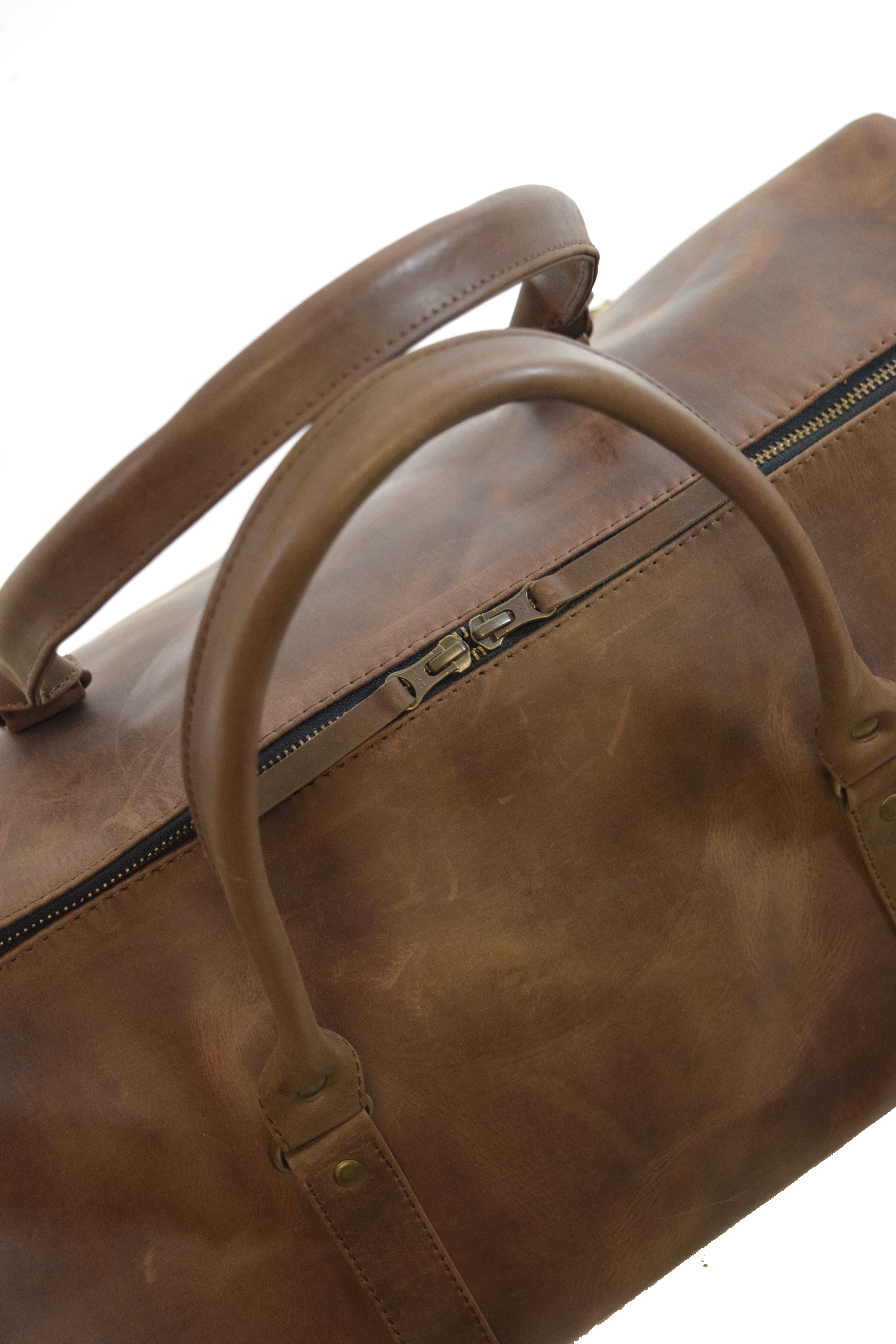 Weekender Reisetasche P-1011 50 cm aus Rindleder in Naturbraun