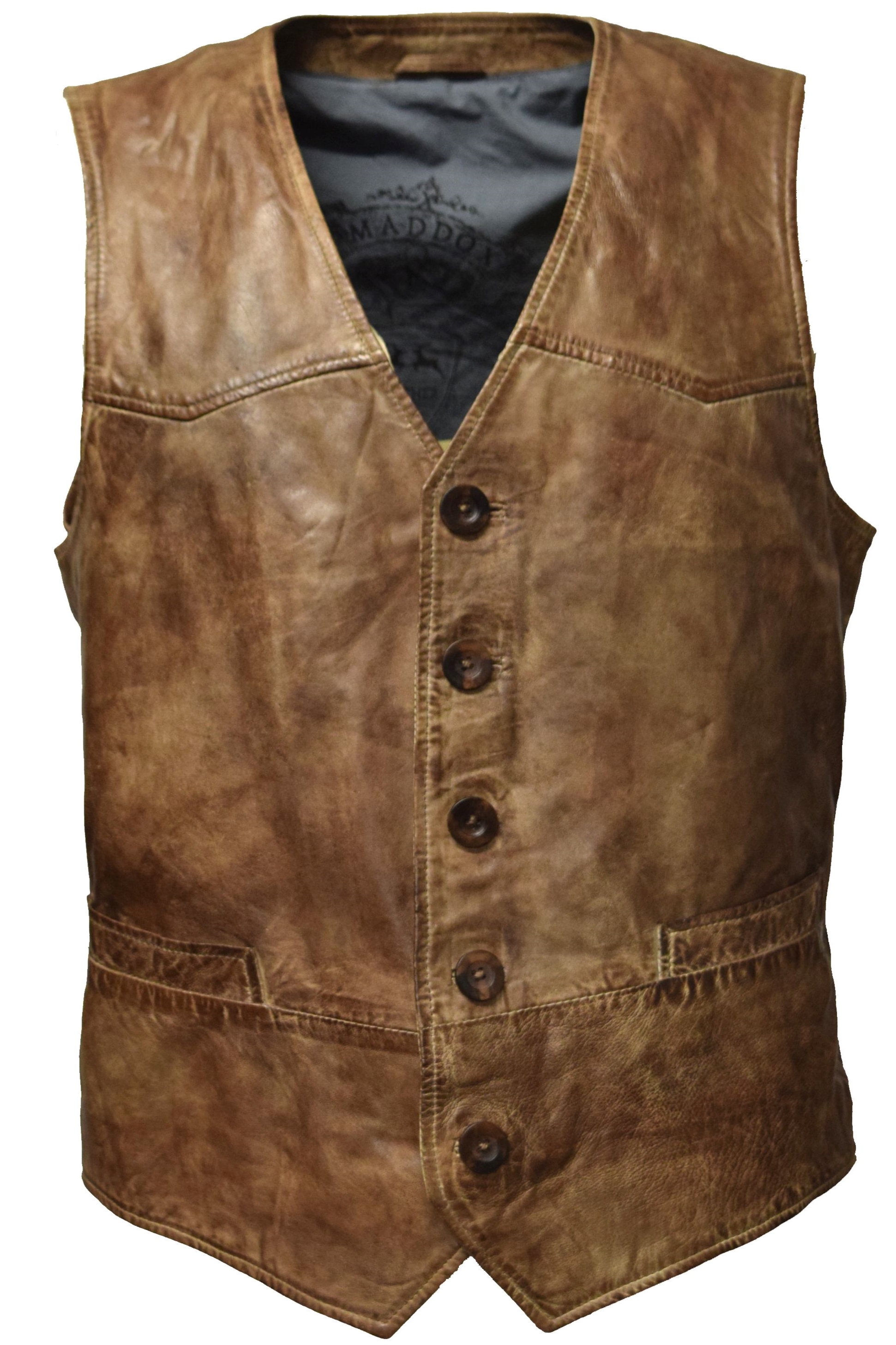 Herren Lederweste Emilio in washed Braun