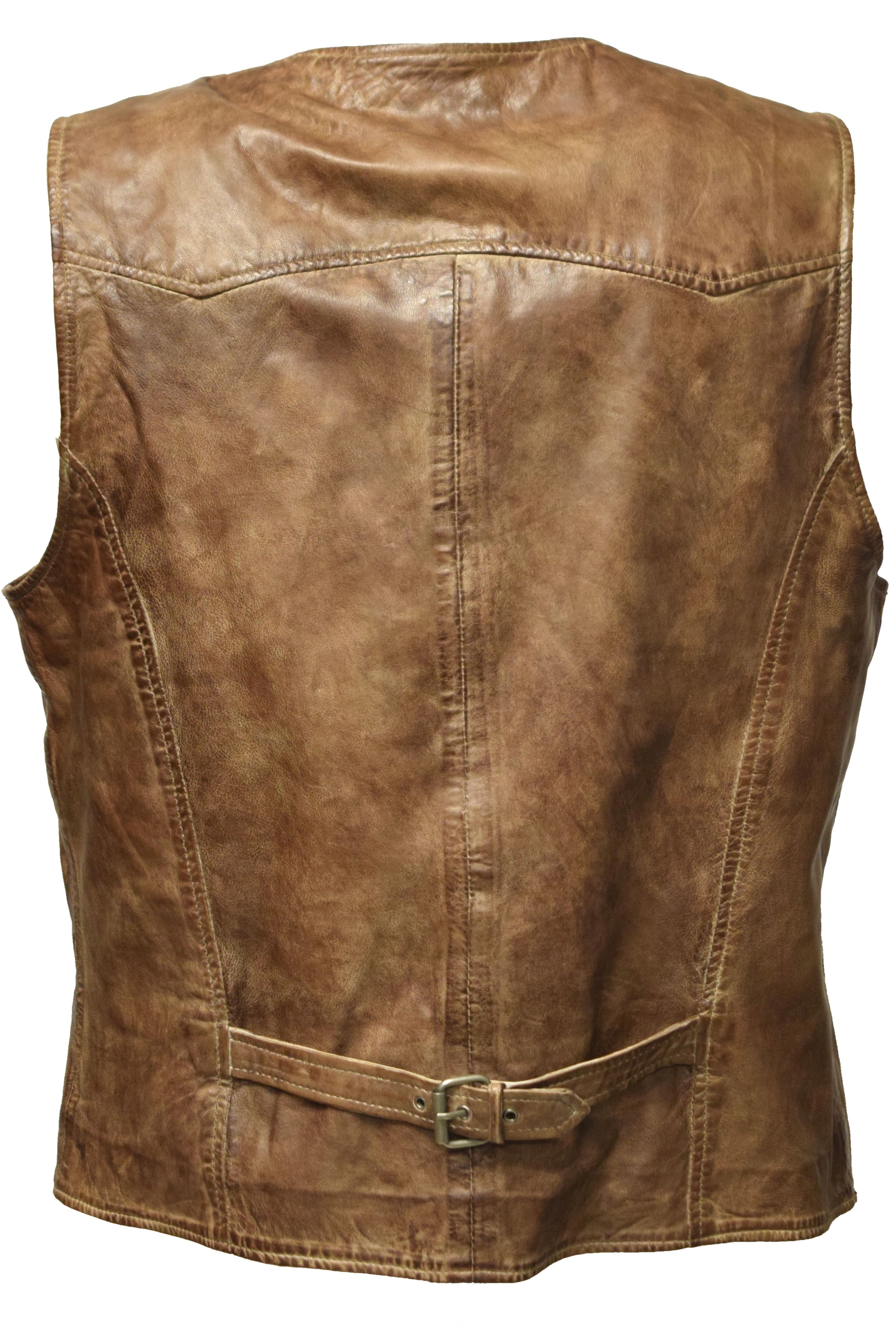 Herren Lederweste Emilio in washed Braun