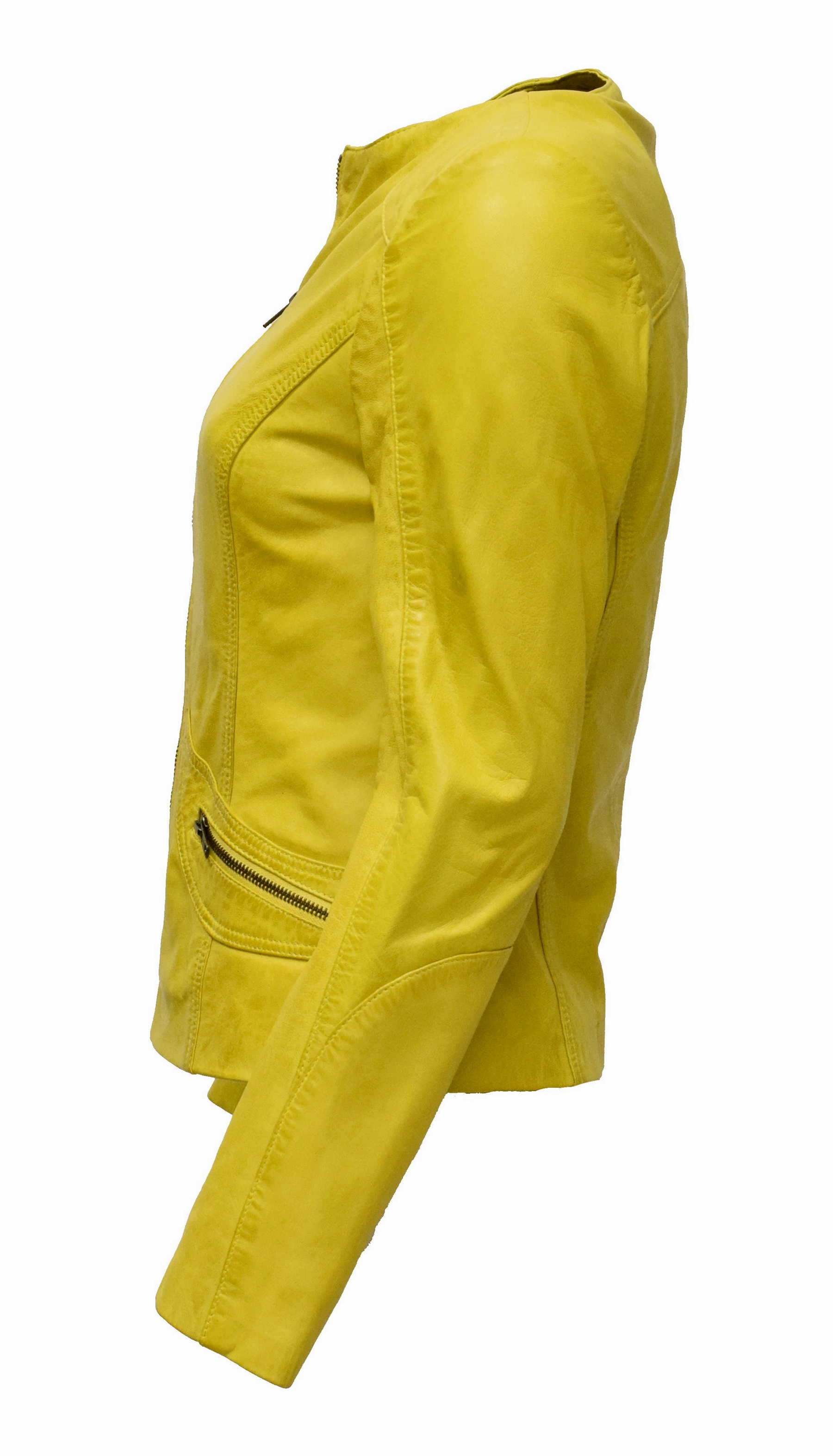 Damen Lederjacke "BEA" in washed Gelb