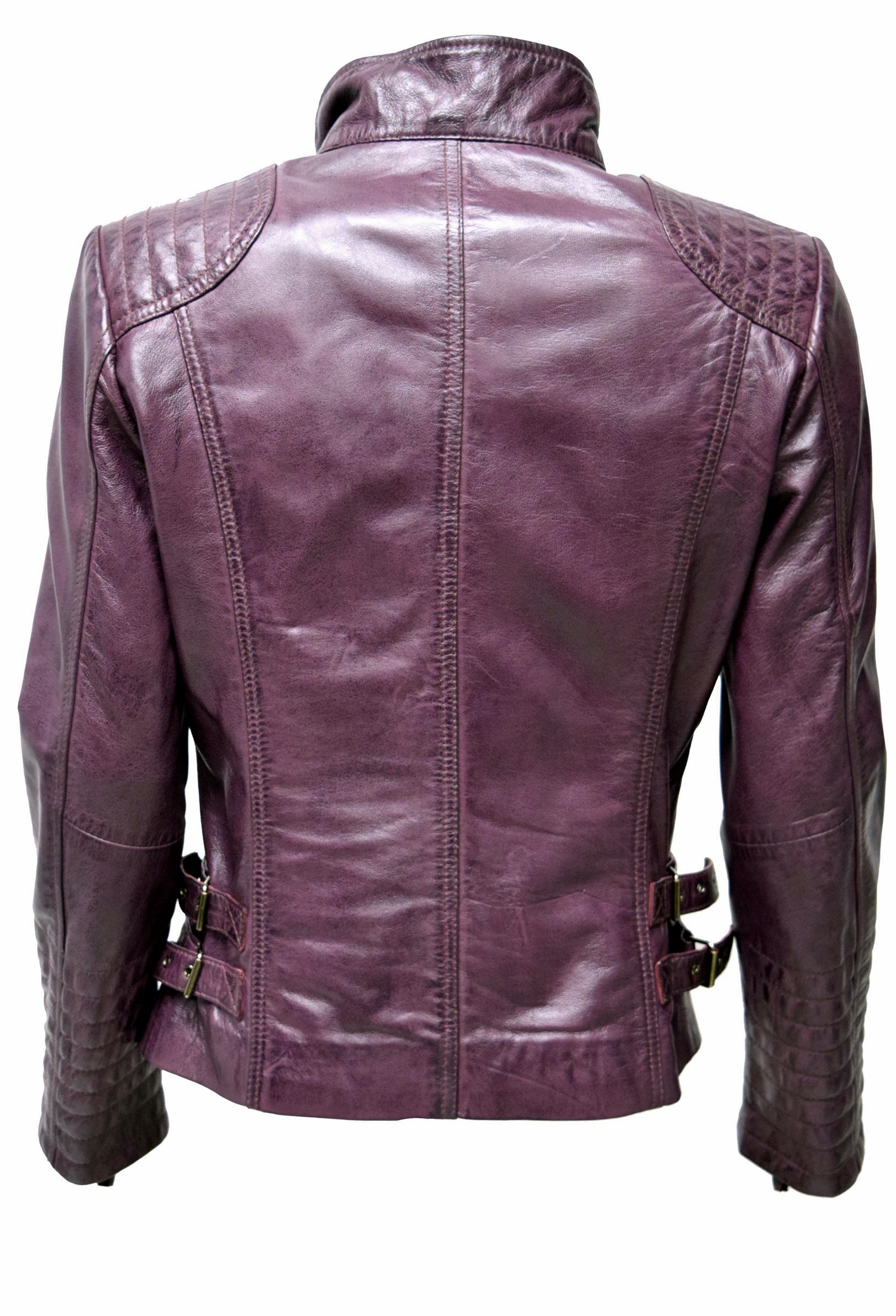 Damen Lederjacke Amy gesteppt washed Dunkelrot