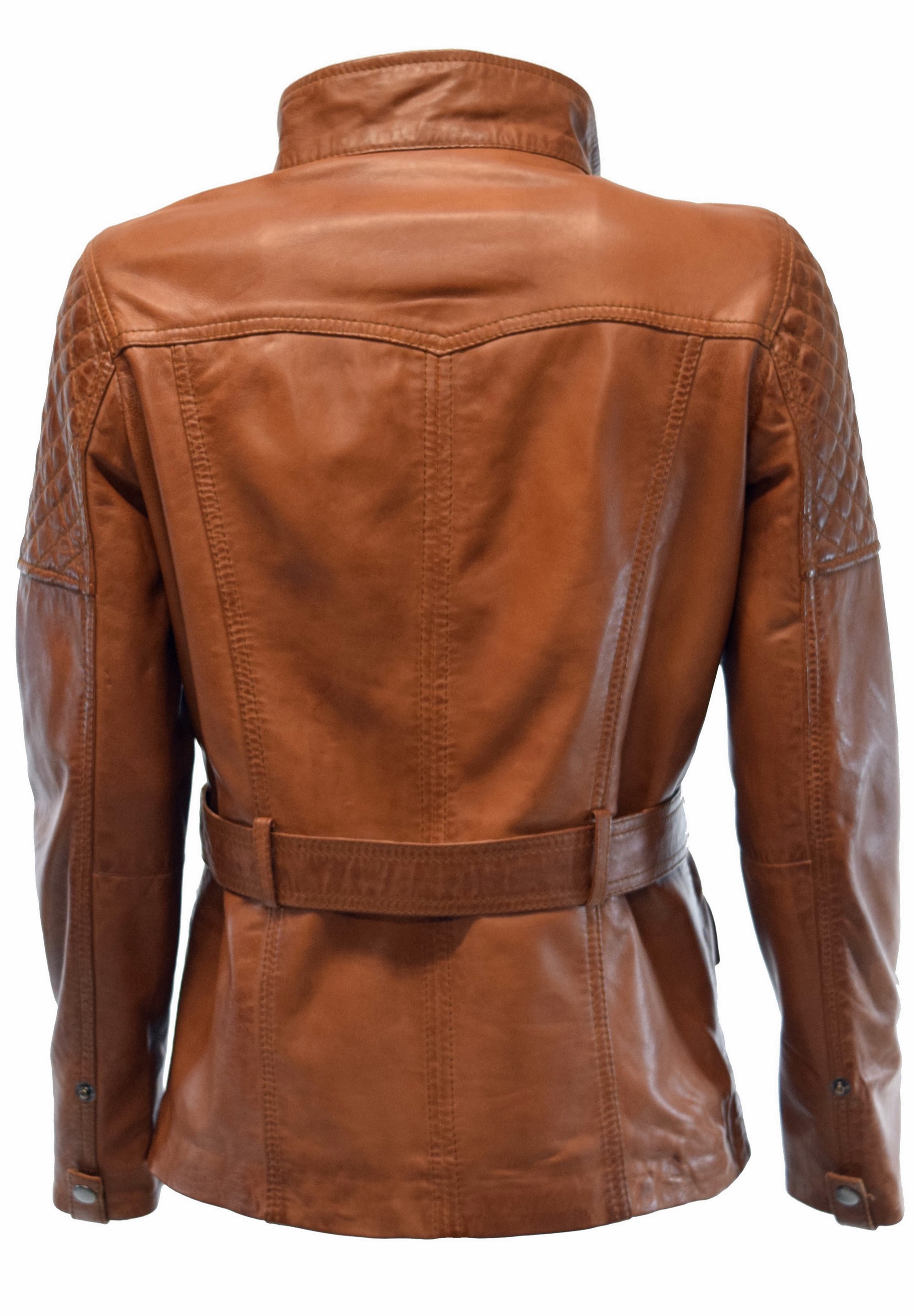 Damen Lederjacke Gyda in washed Cognac Braun