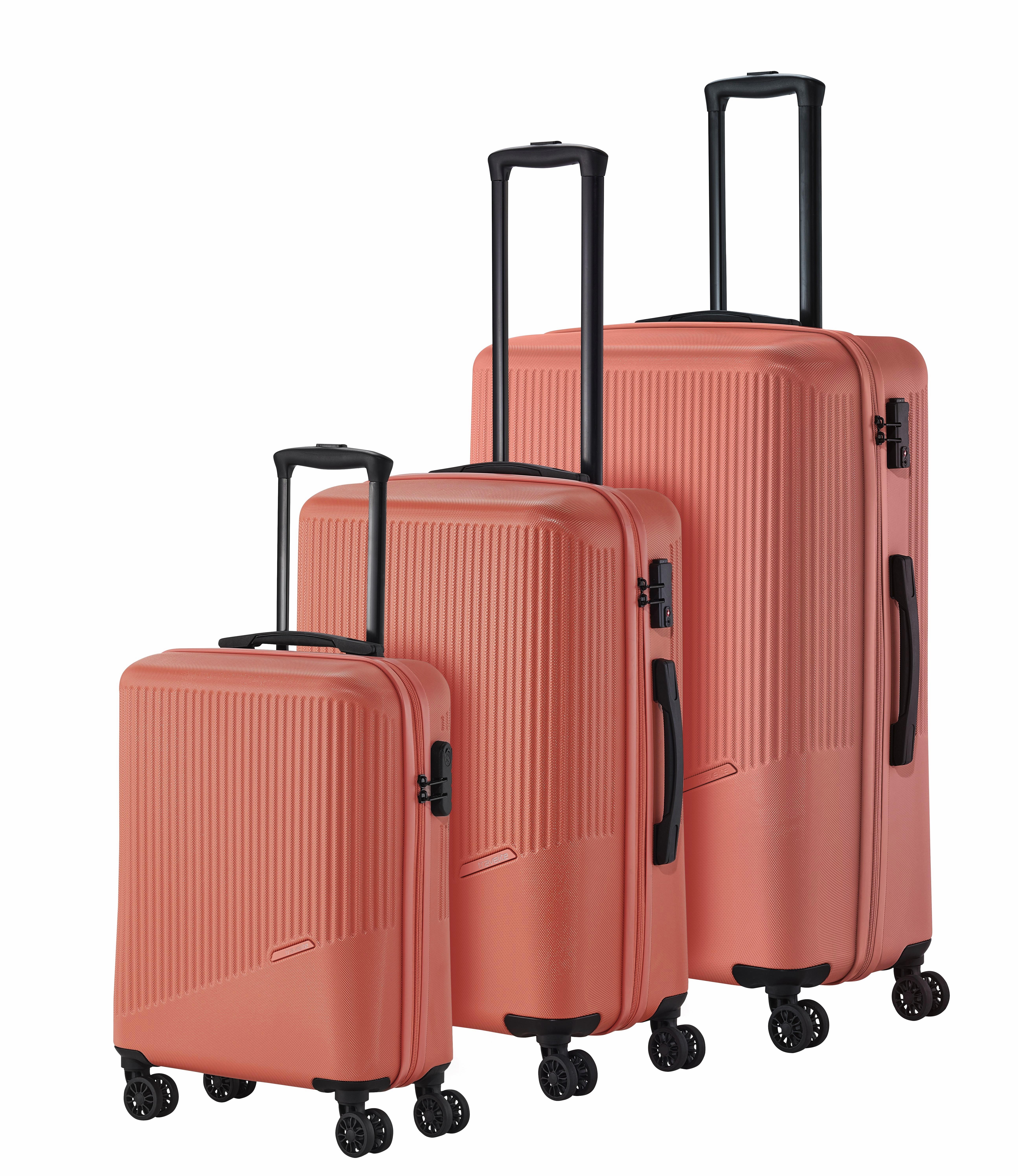 Travelite 3 tlg. Set Trolley Bali S 55 M 67 L 77 cm mit 4 Rollen in Koralle