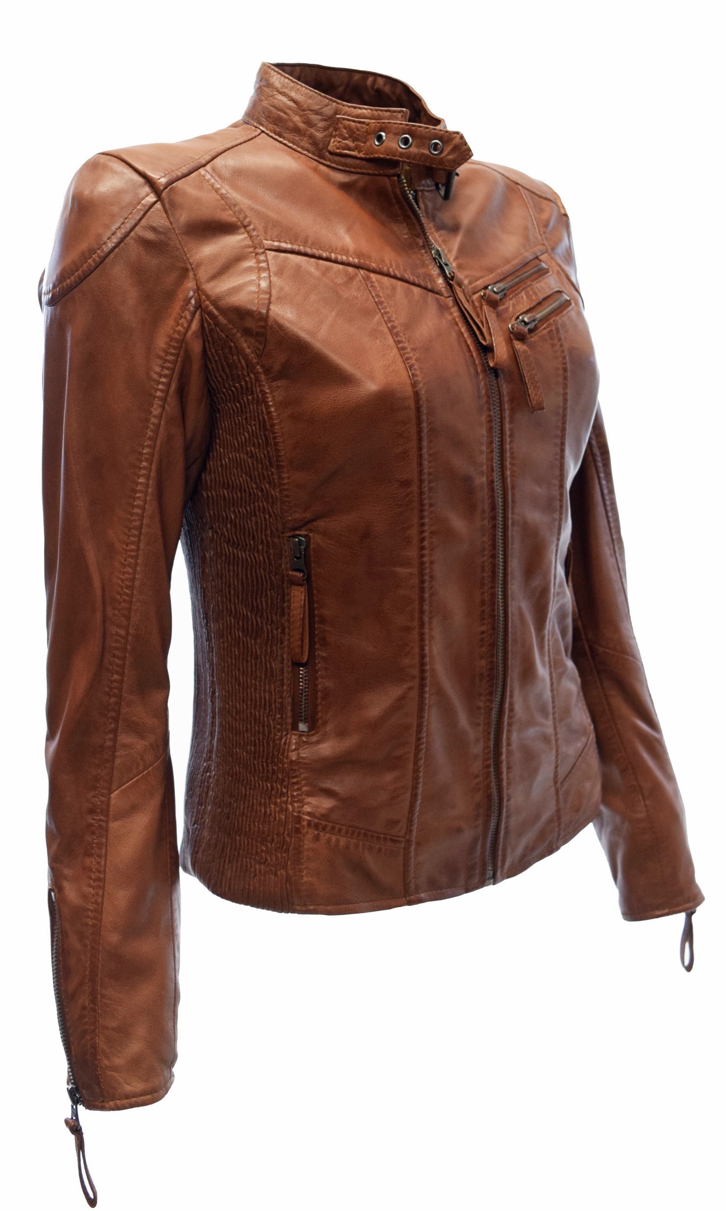 Damen Lederjacke Rina II in Cognac Braun