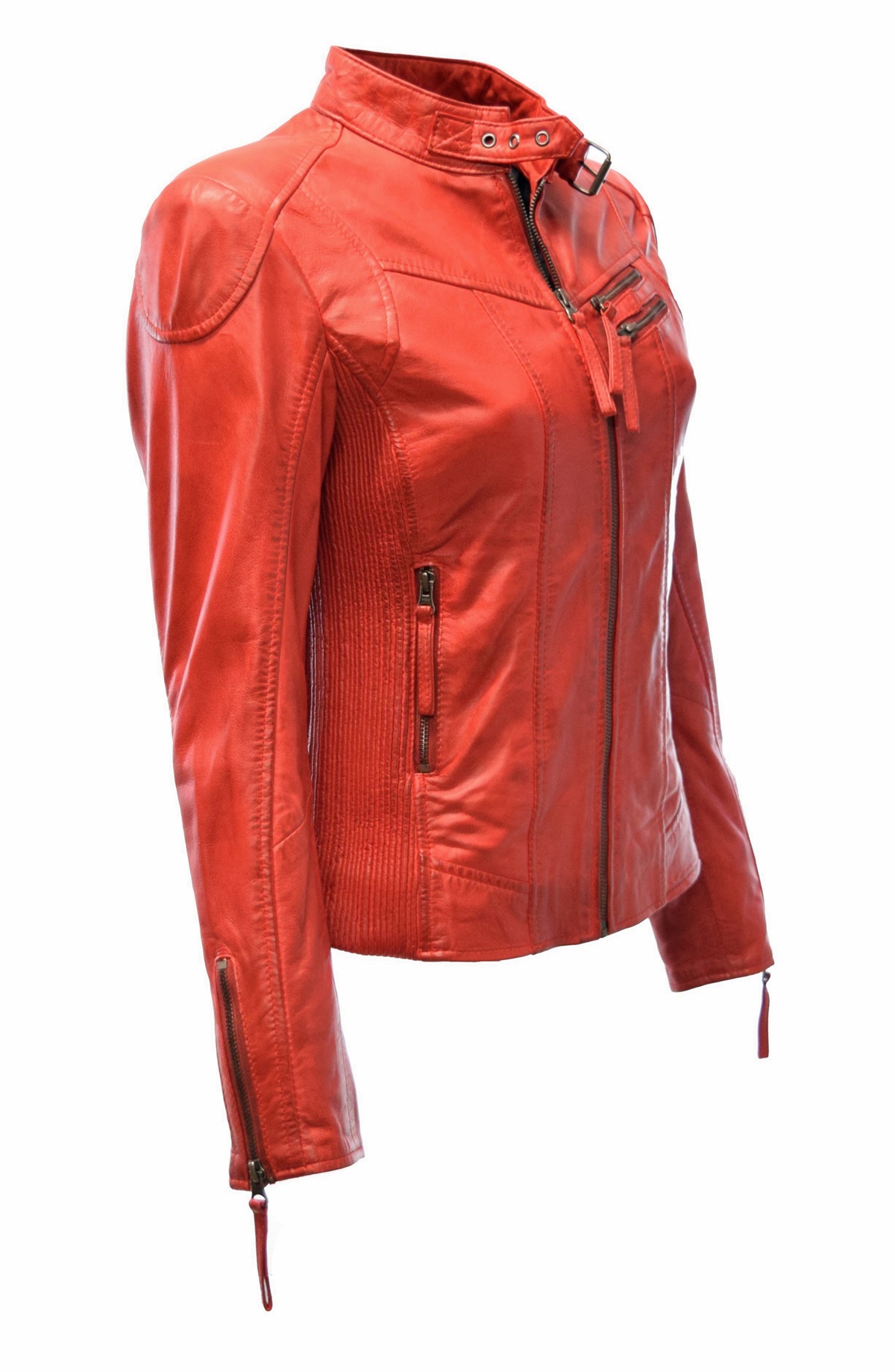 Damen Lederjacke Lena in washed Rot