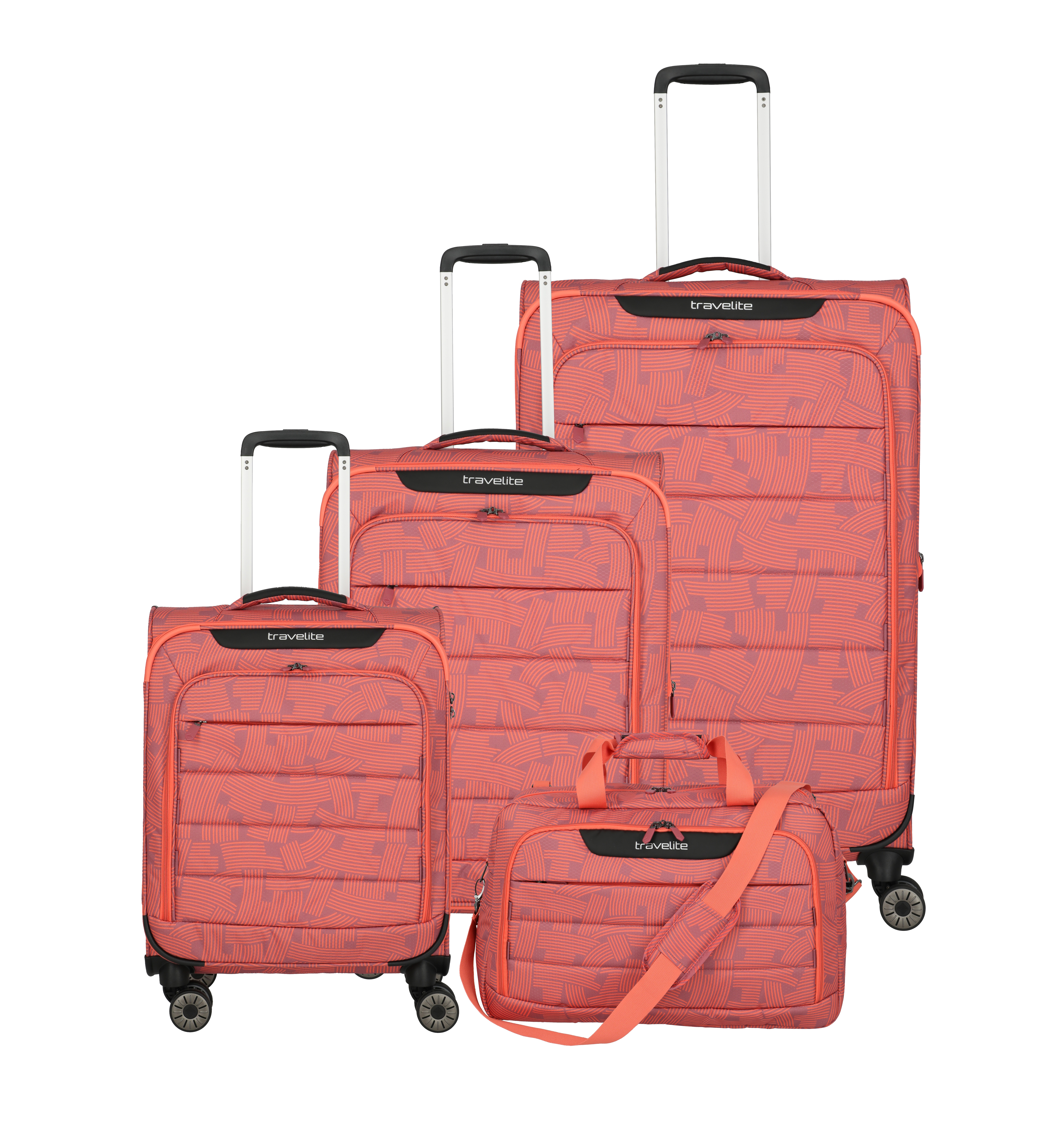 Travelite Trolley SKAII 4tlg. Set S+M+L+Weekender 4 Rollen Peach Edition 