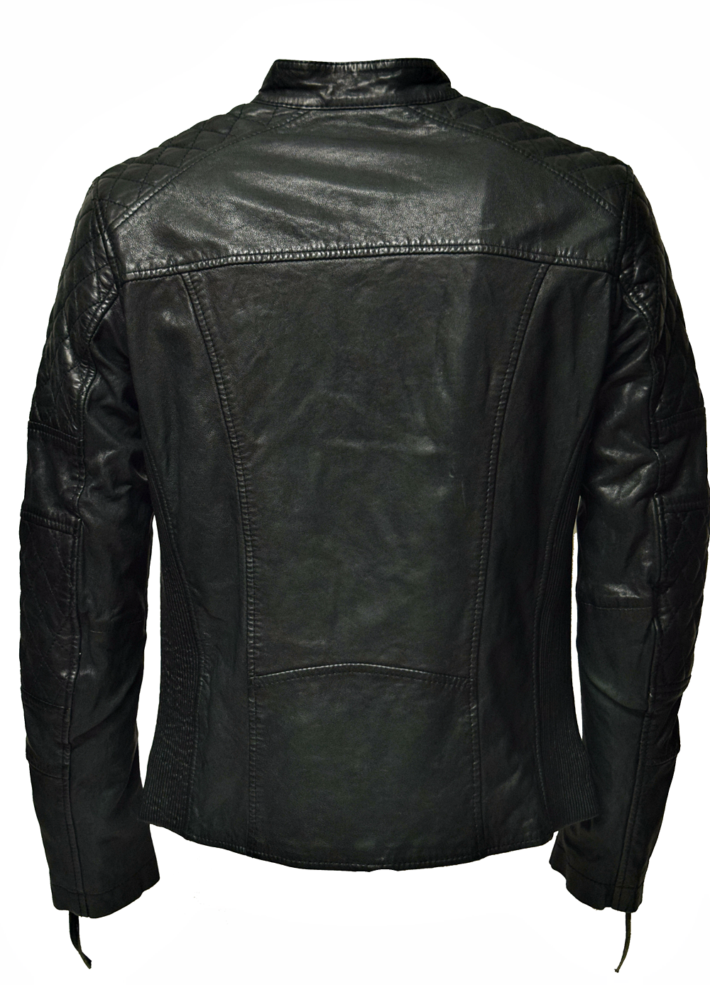 Herren Lederjacke Alex gesteppt in washed Schwarz