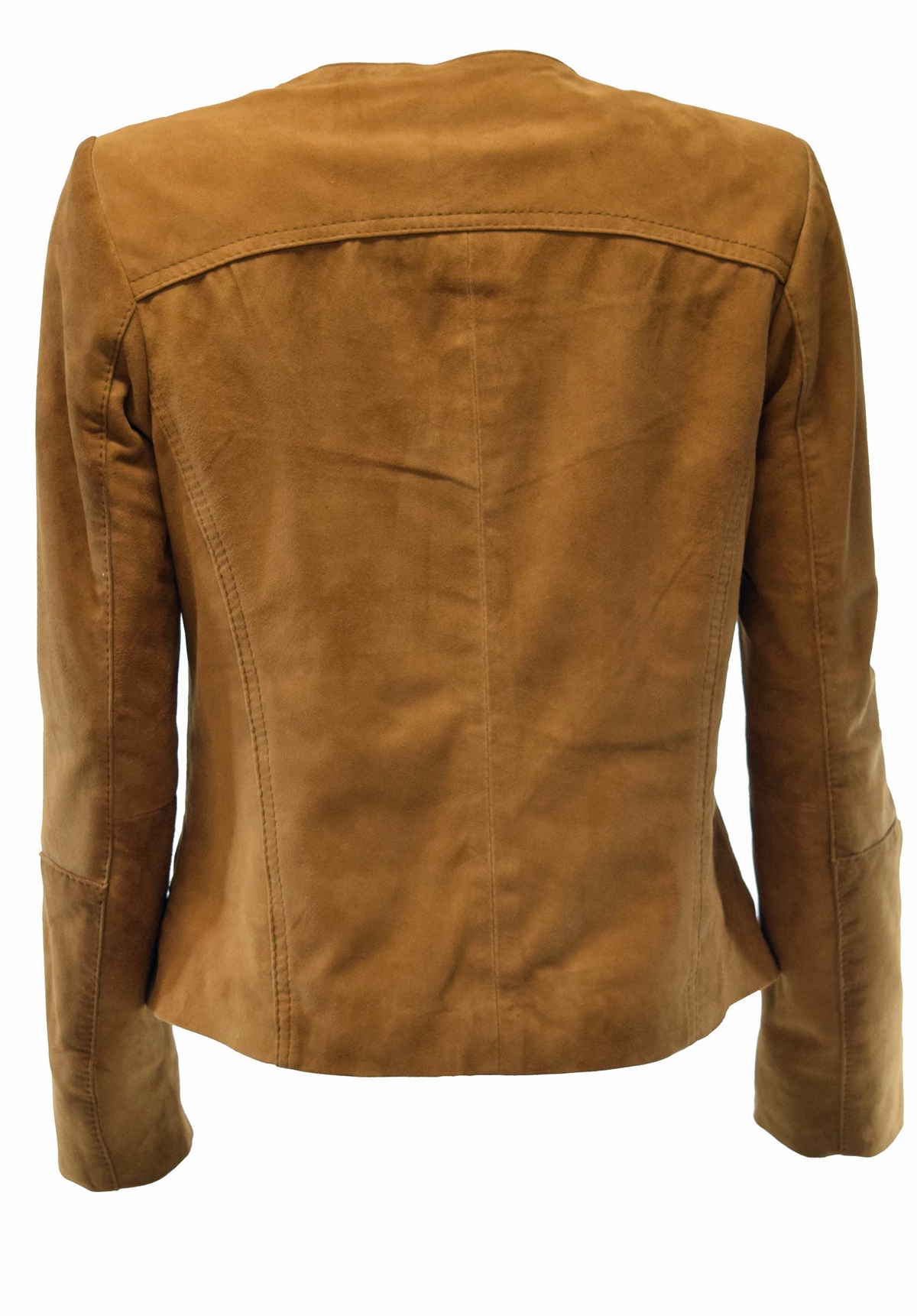 Damen Lederjacke Bea in Ziegenvelour Cognac Braun