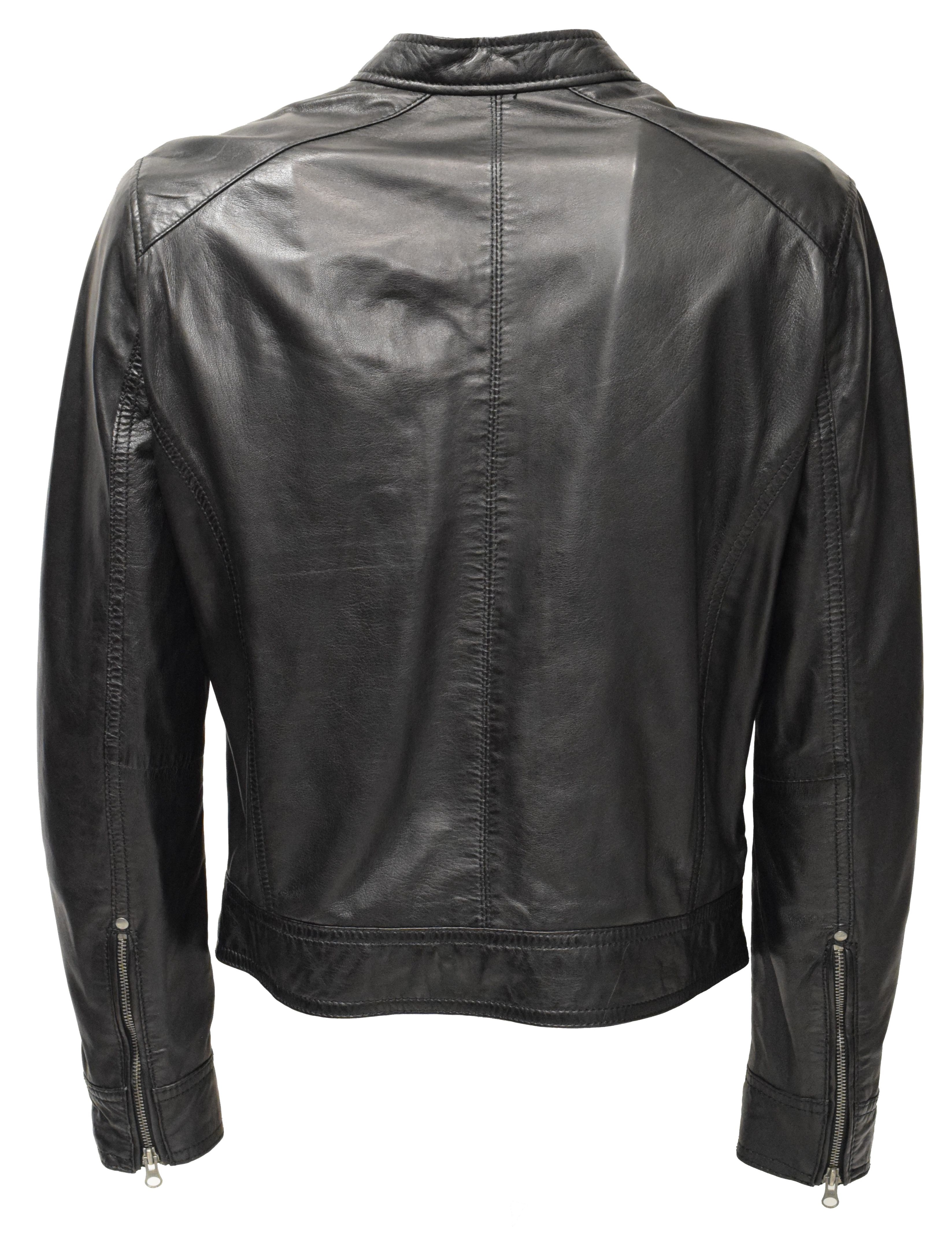 Herren Lederjacke Kit in washed Schwarz 