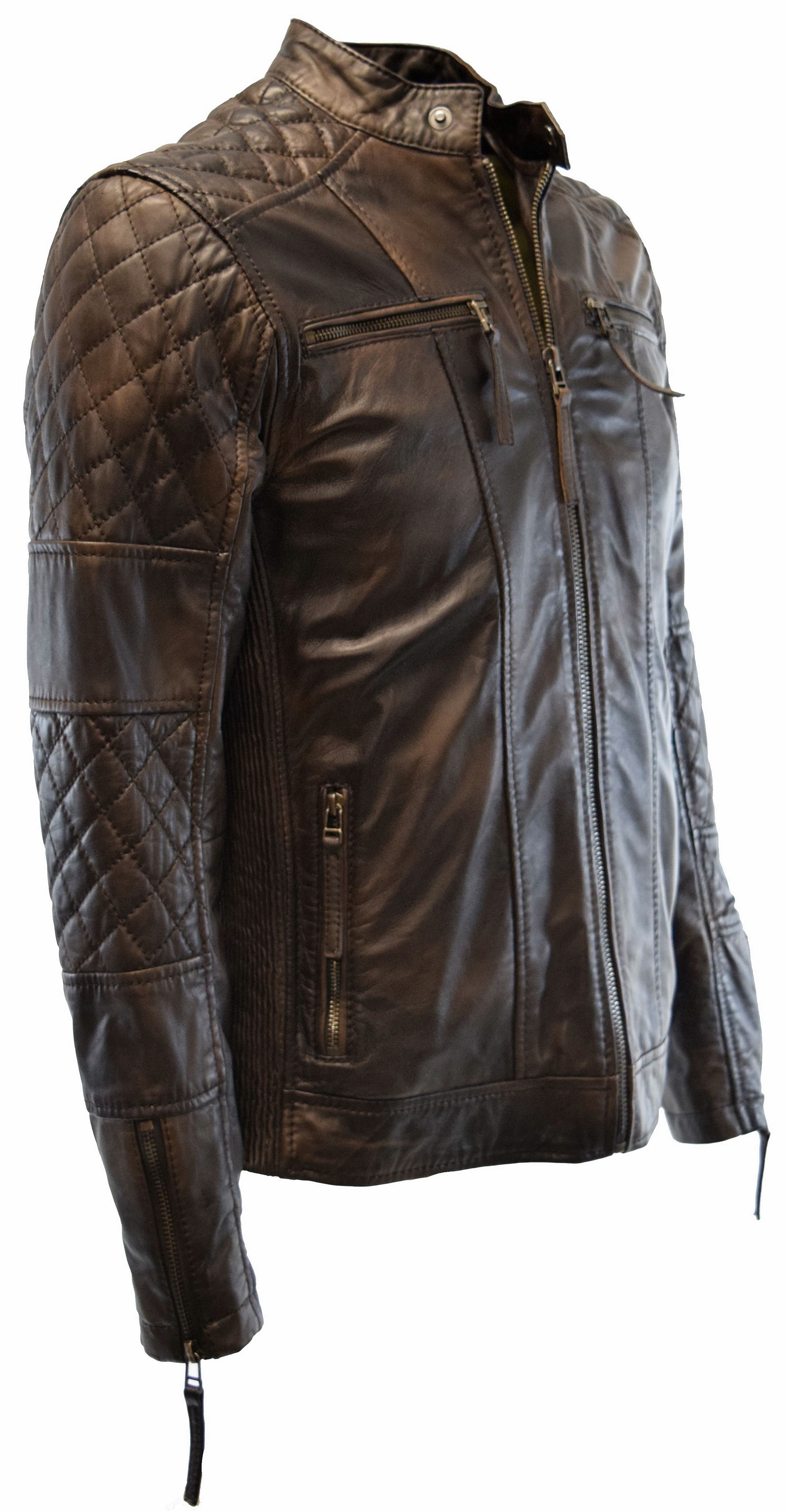 Herren Lederjacke Alex gesteppt in washed Mocca