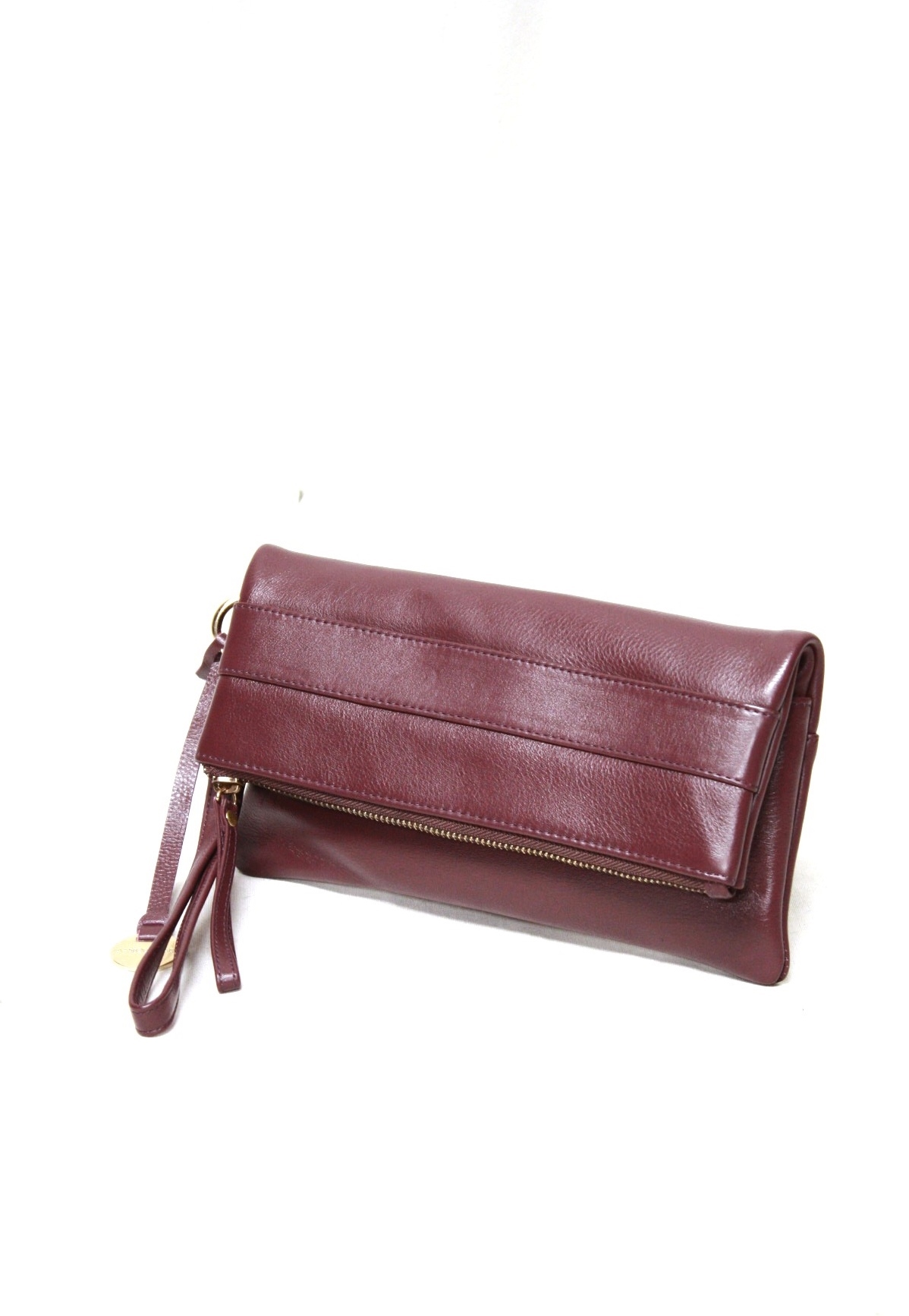 Masquenada Clutch aus Kalbsleder in Bordo