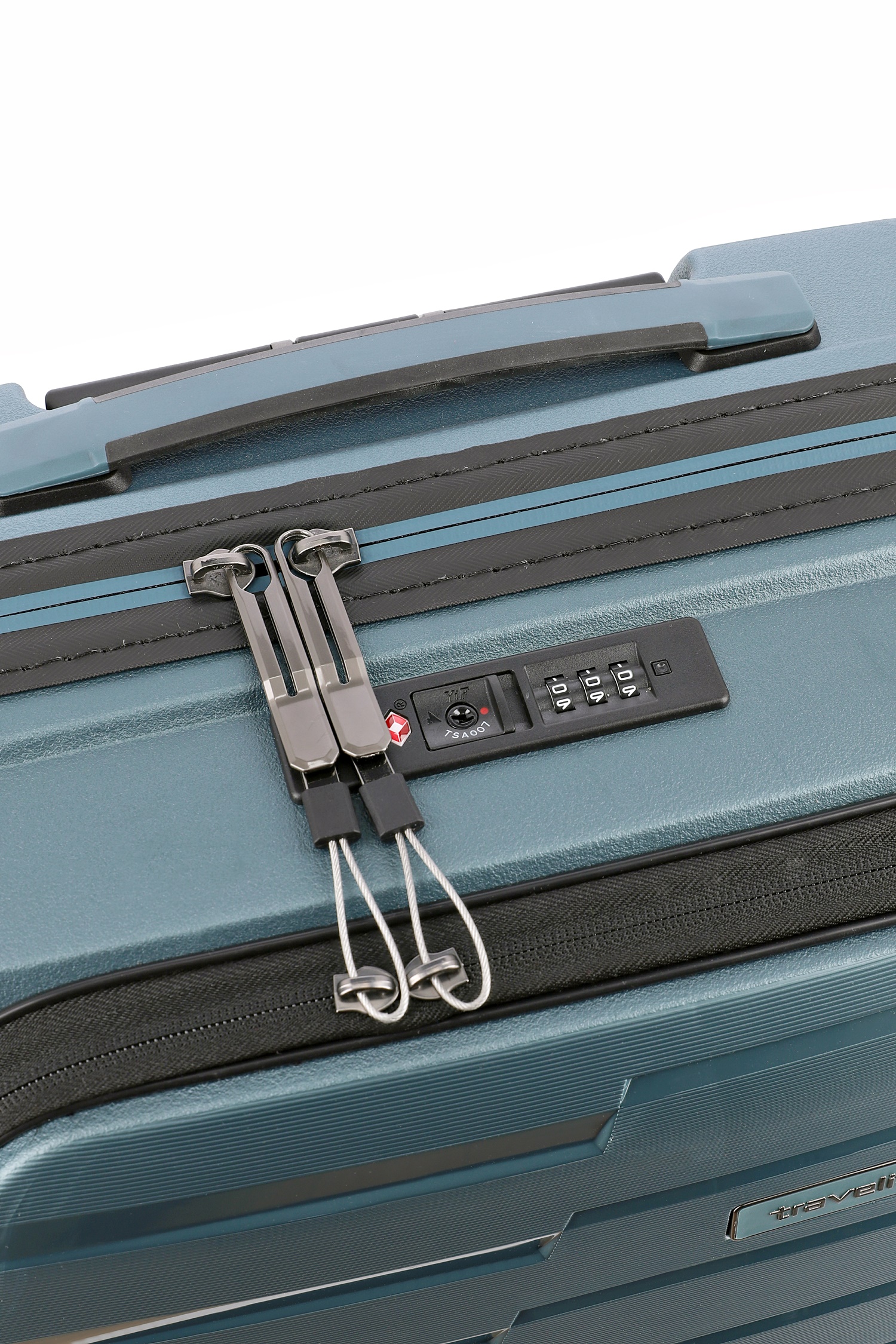 Travelite Koffer Air Base Vortasche 4 Rollen Trolley 55 cm S+ Eisblau