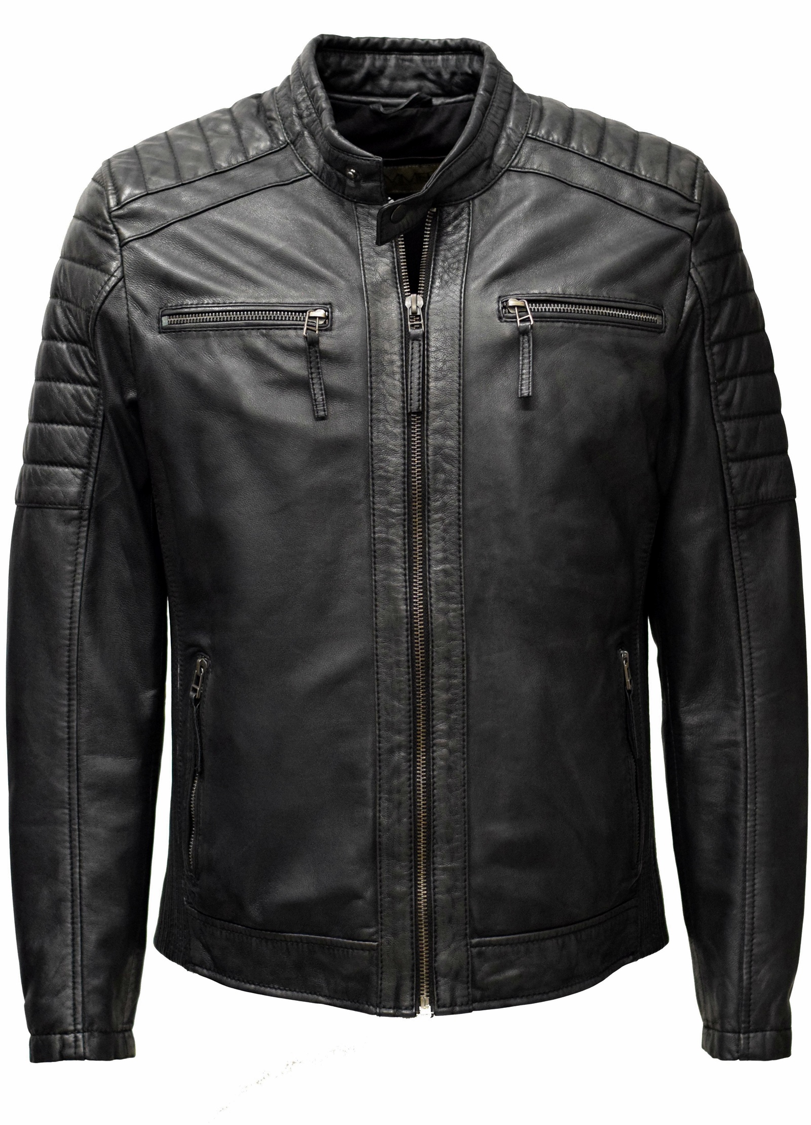 Herren Lederjacke Lucas gesteppt in washed Anthrazit