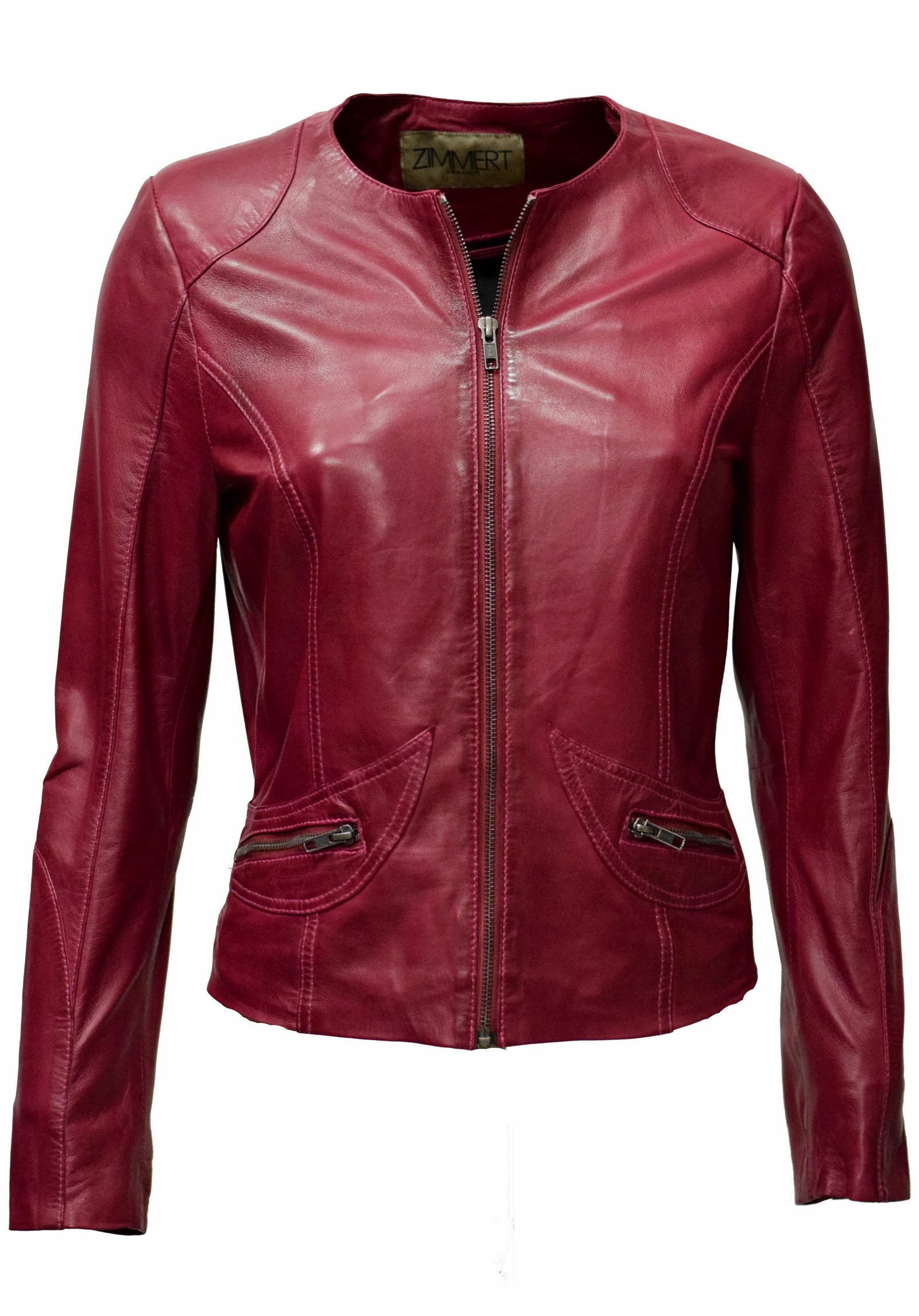 Damen Lederjacke "BEA" in washed Amaranth Rot