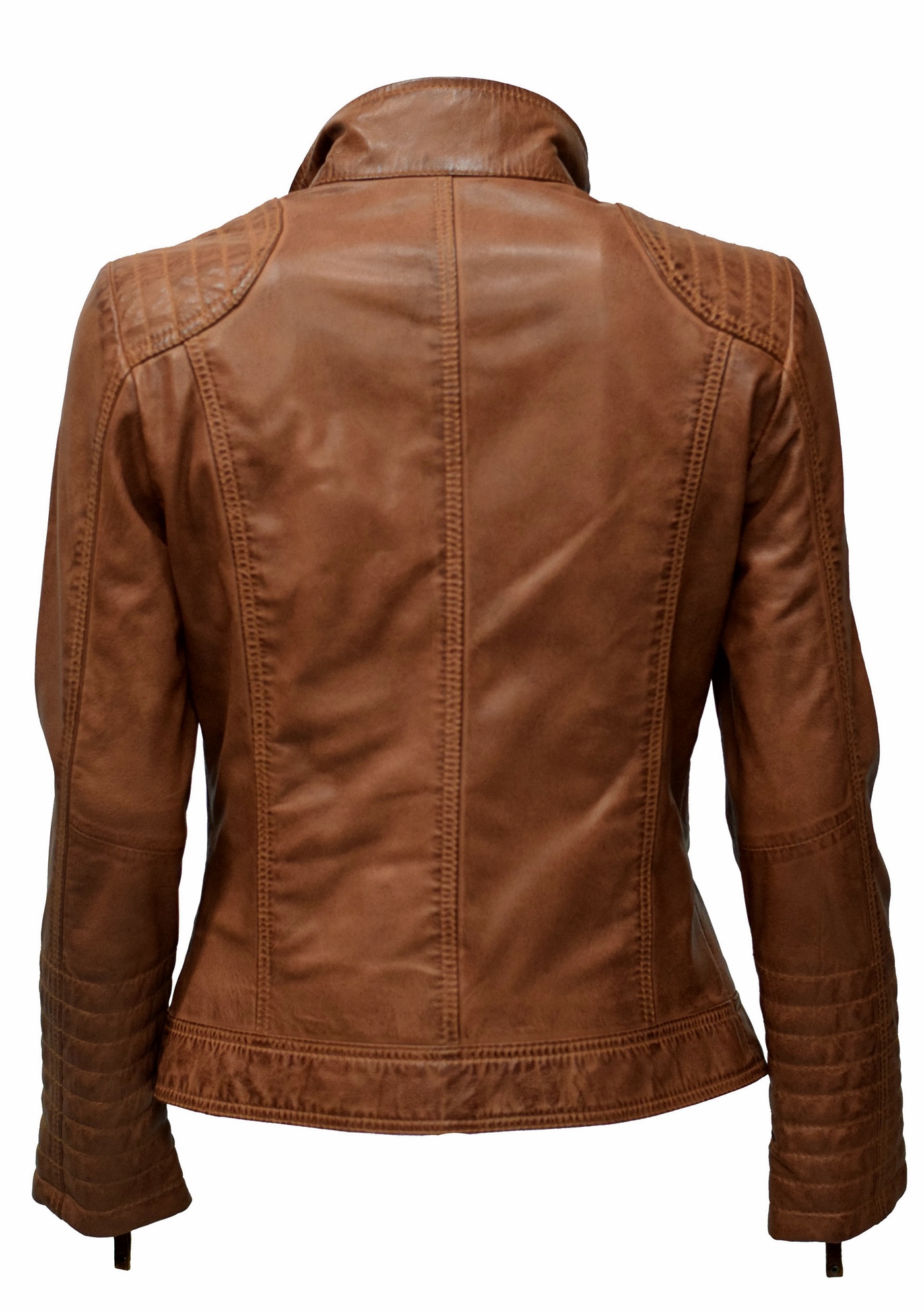 Damen Lederjacke Santa gesteppt washed Cognac