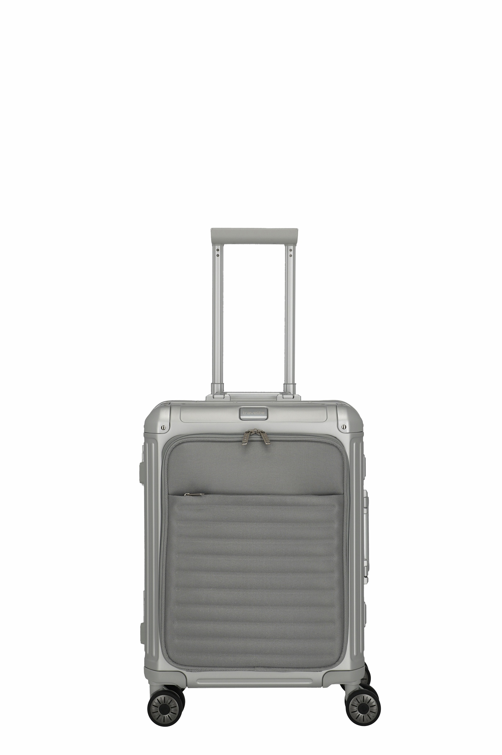 Travelite Aluminium Trolley Next 2.0 Vortasche S 55 cm mit 4 Rollen Silber