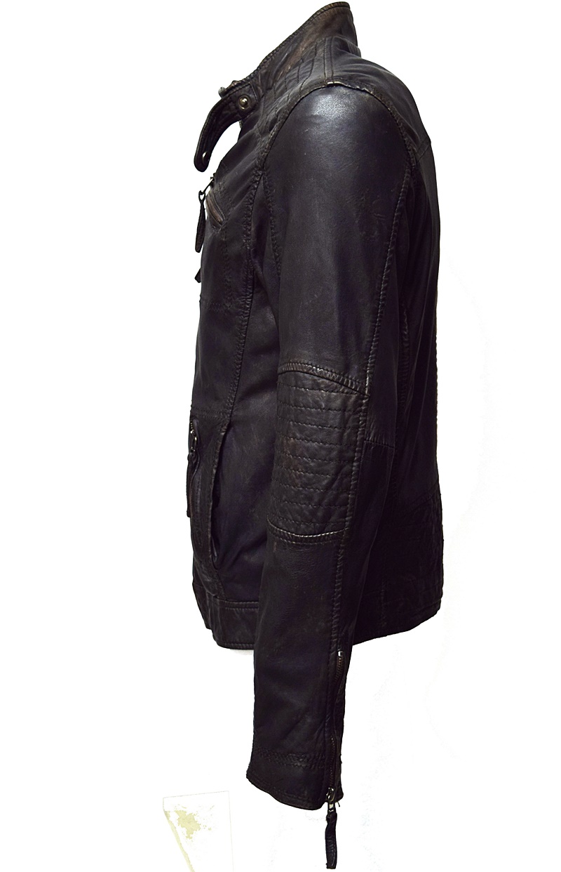 Punchball Herren Lederjacke Rod in washed Charcoal