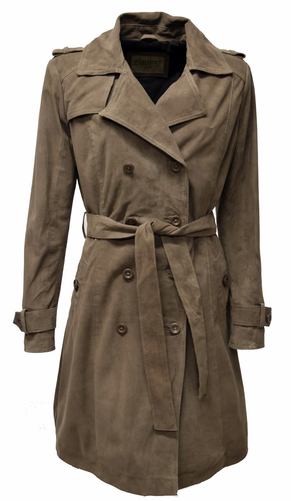 Damen Trench Ledermantel Tilly in Schlamm