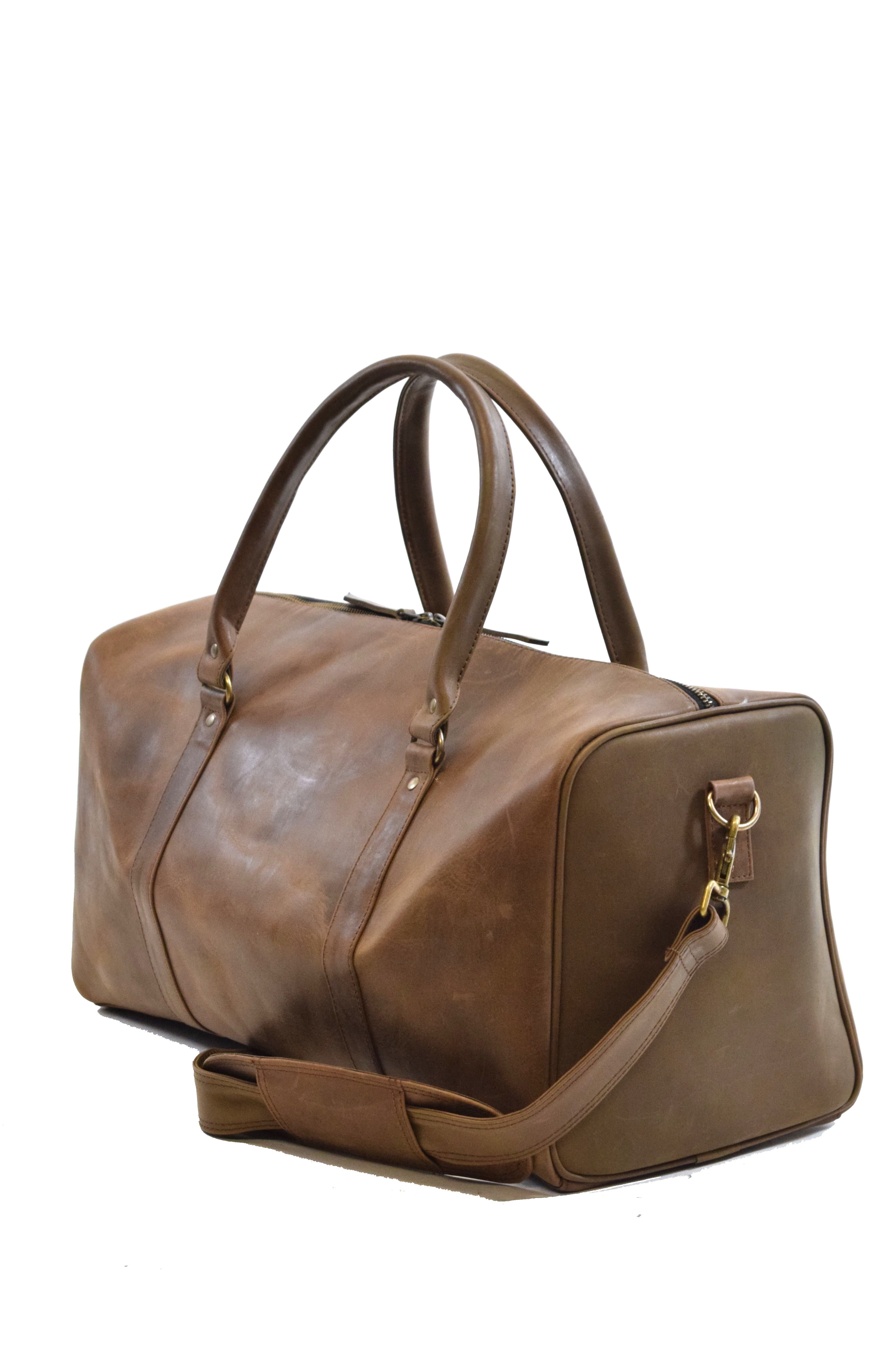 Weekender Reisetasche P-1011 50 cm aus Rindleder in Naturbraun