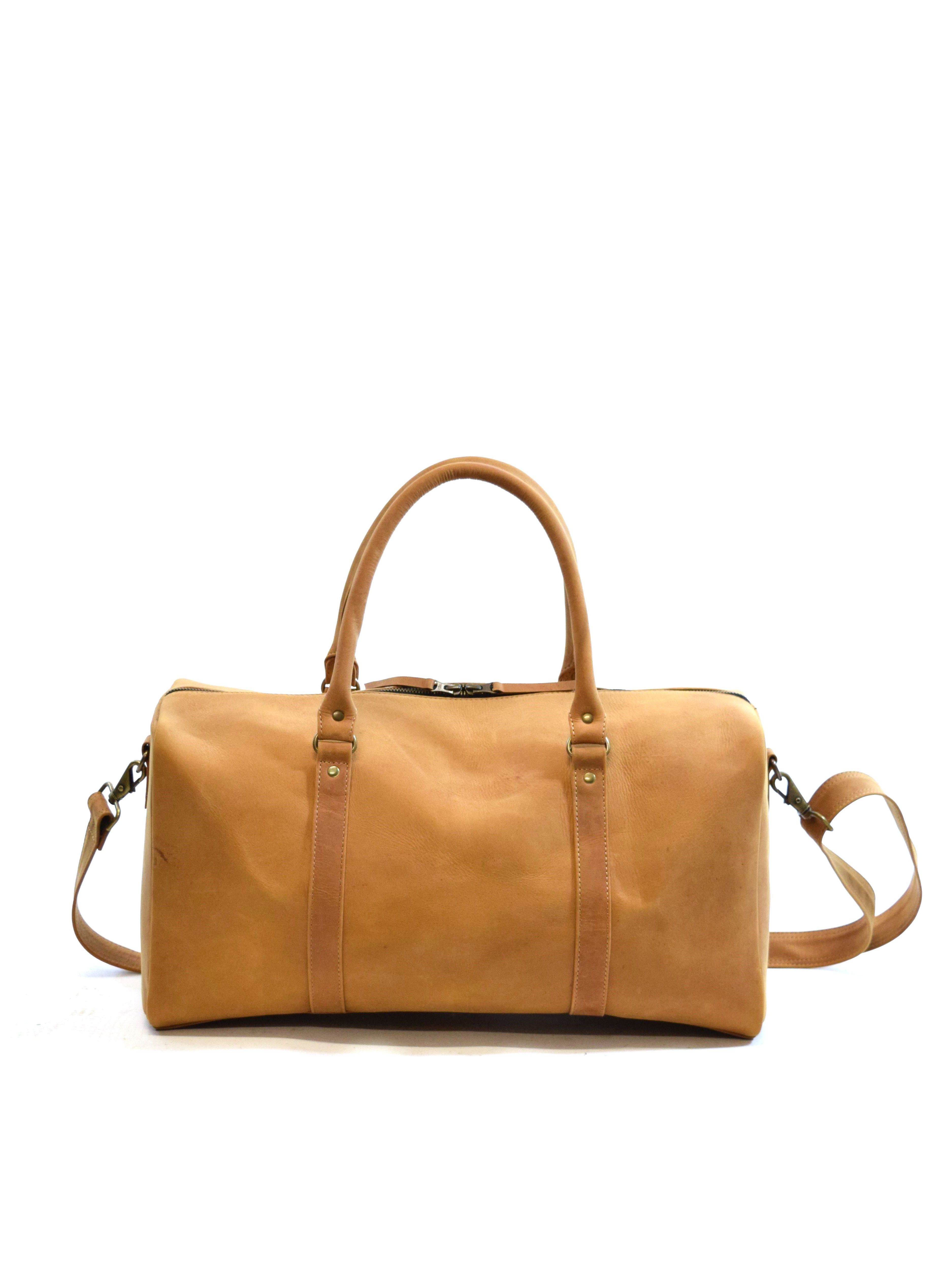 Weekender Reisetasche P-1011 50 cm aus Rindleder in Cognac