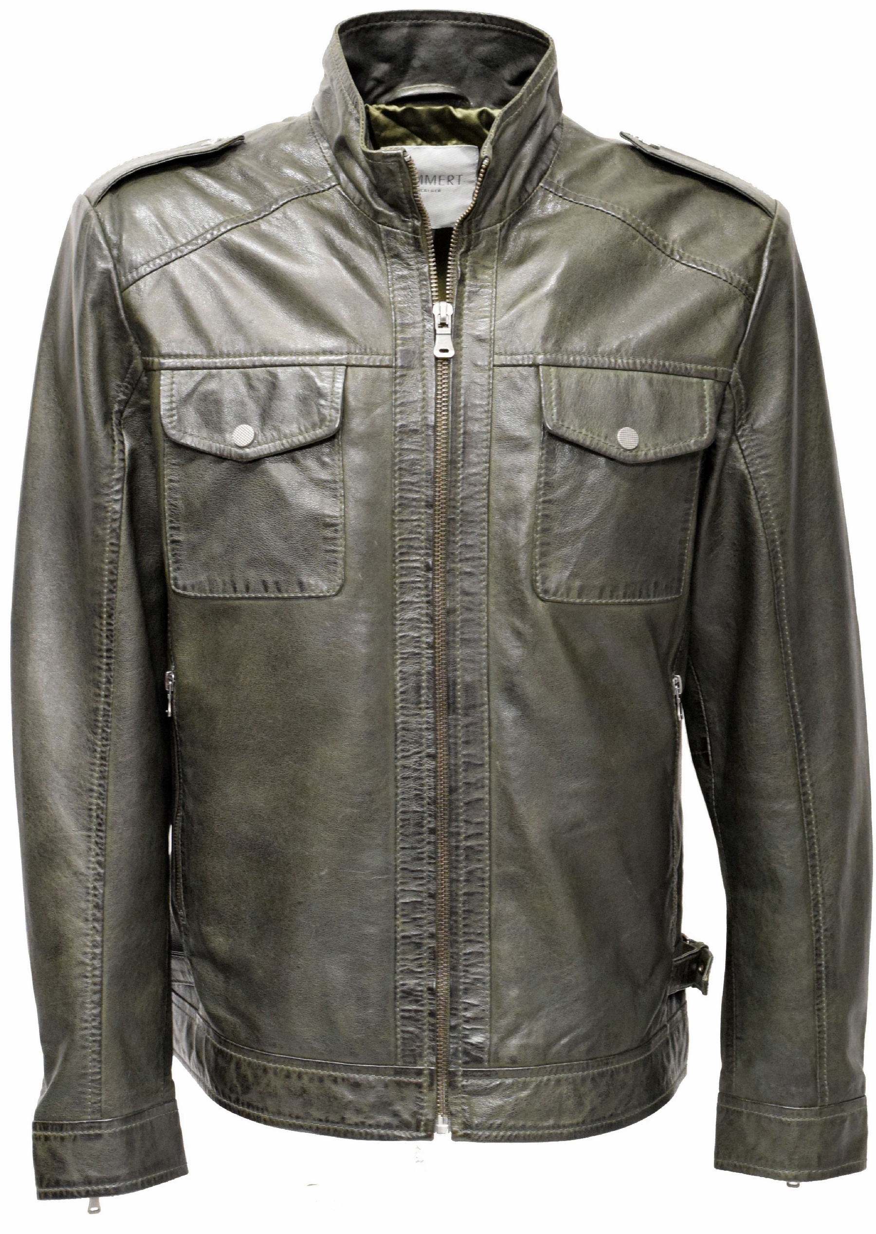 Herren Lederjacke Berny washed Dunkelgrün