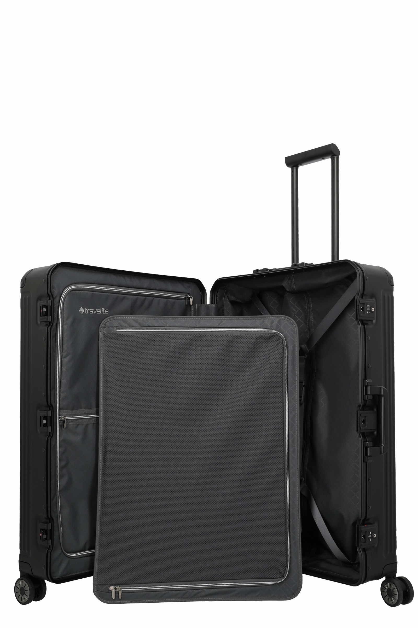 Travelite Aluminium Trolley Next 2.0 L 77 cm mit 4 Rollen Schwarz