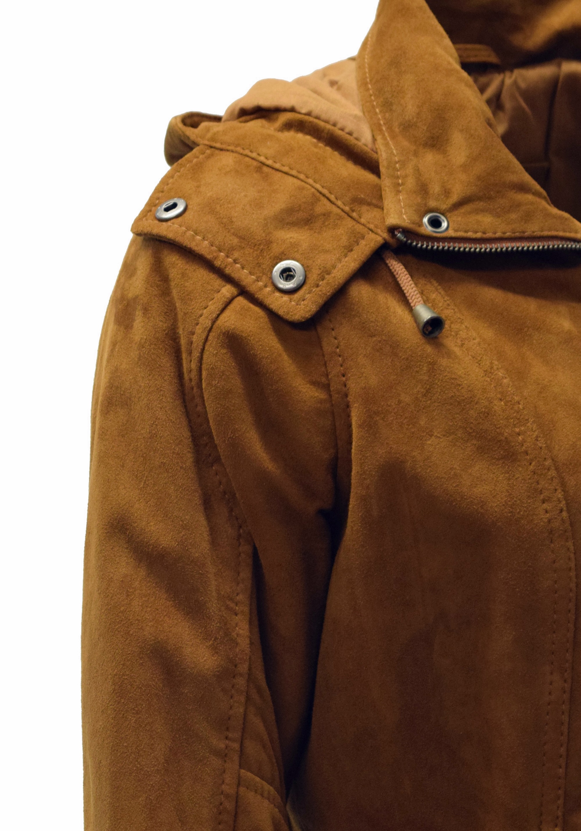 Damen Ziegenvelour Lederjacke Pauline in Cognac