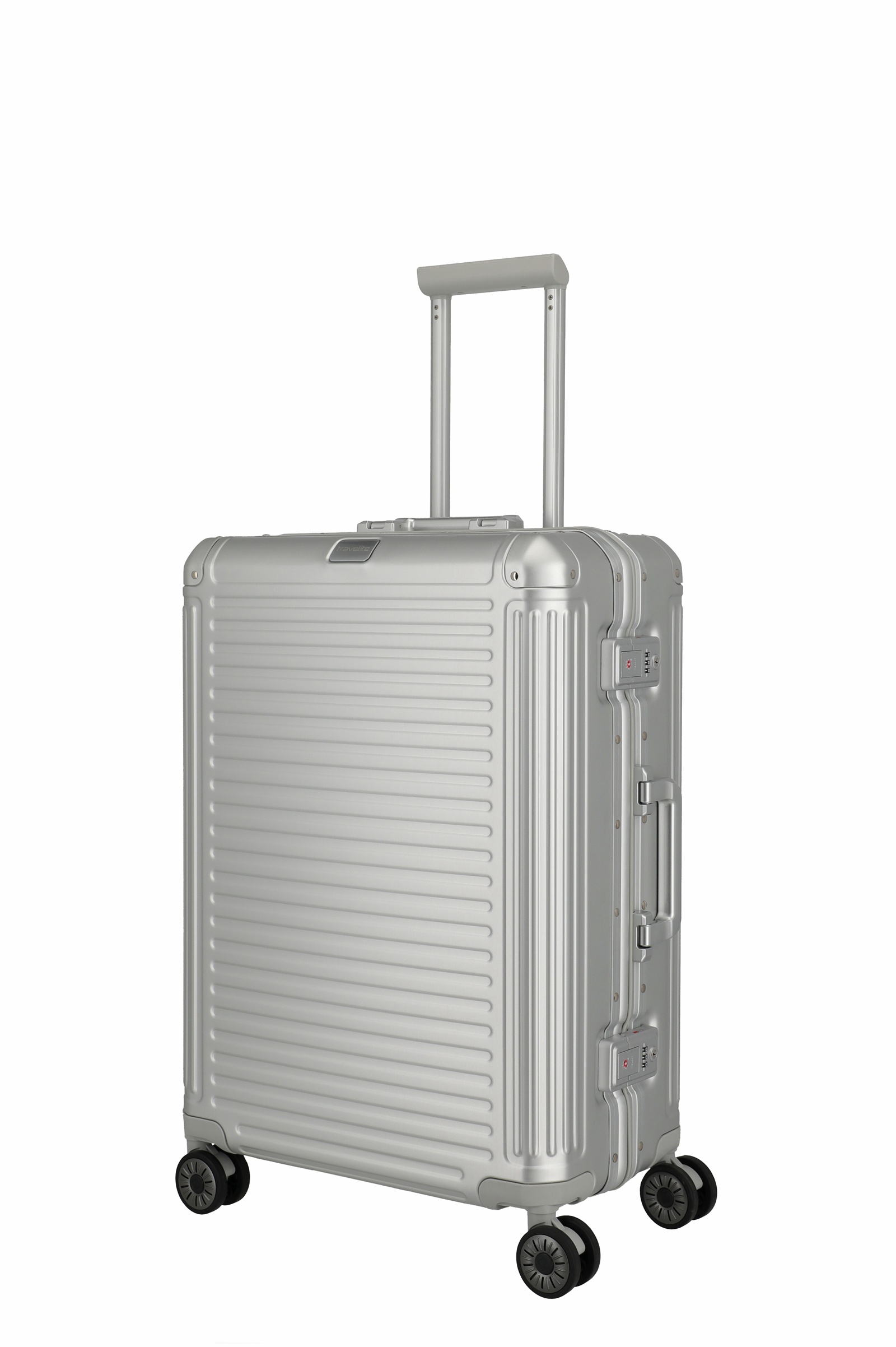 Travelite Aluminium Trolley Next 2.0 M 66 cm mit 4 Rollen Silber