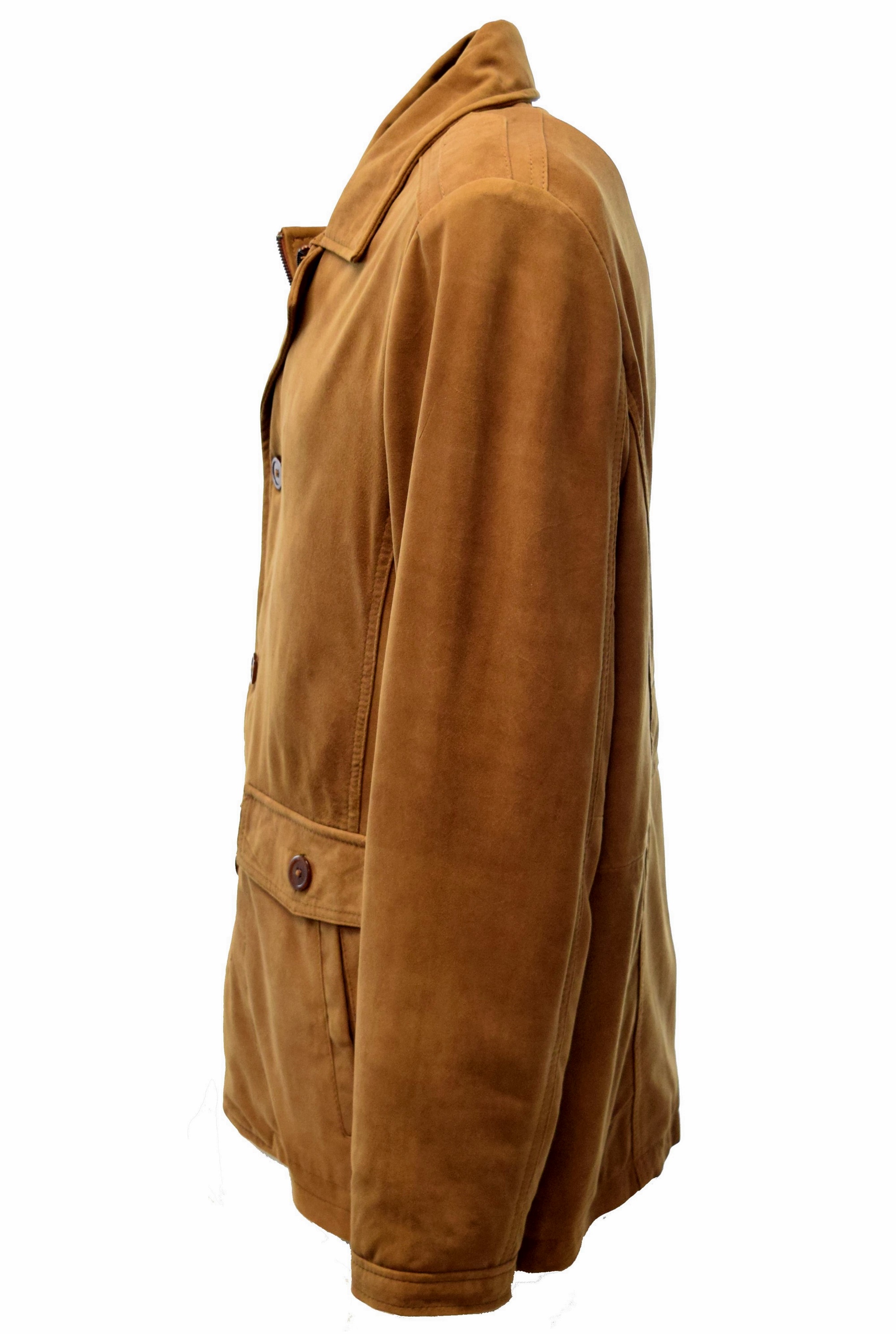 Herren Long Lederjacke Anthony Velouleder in Cognac