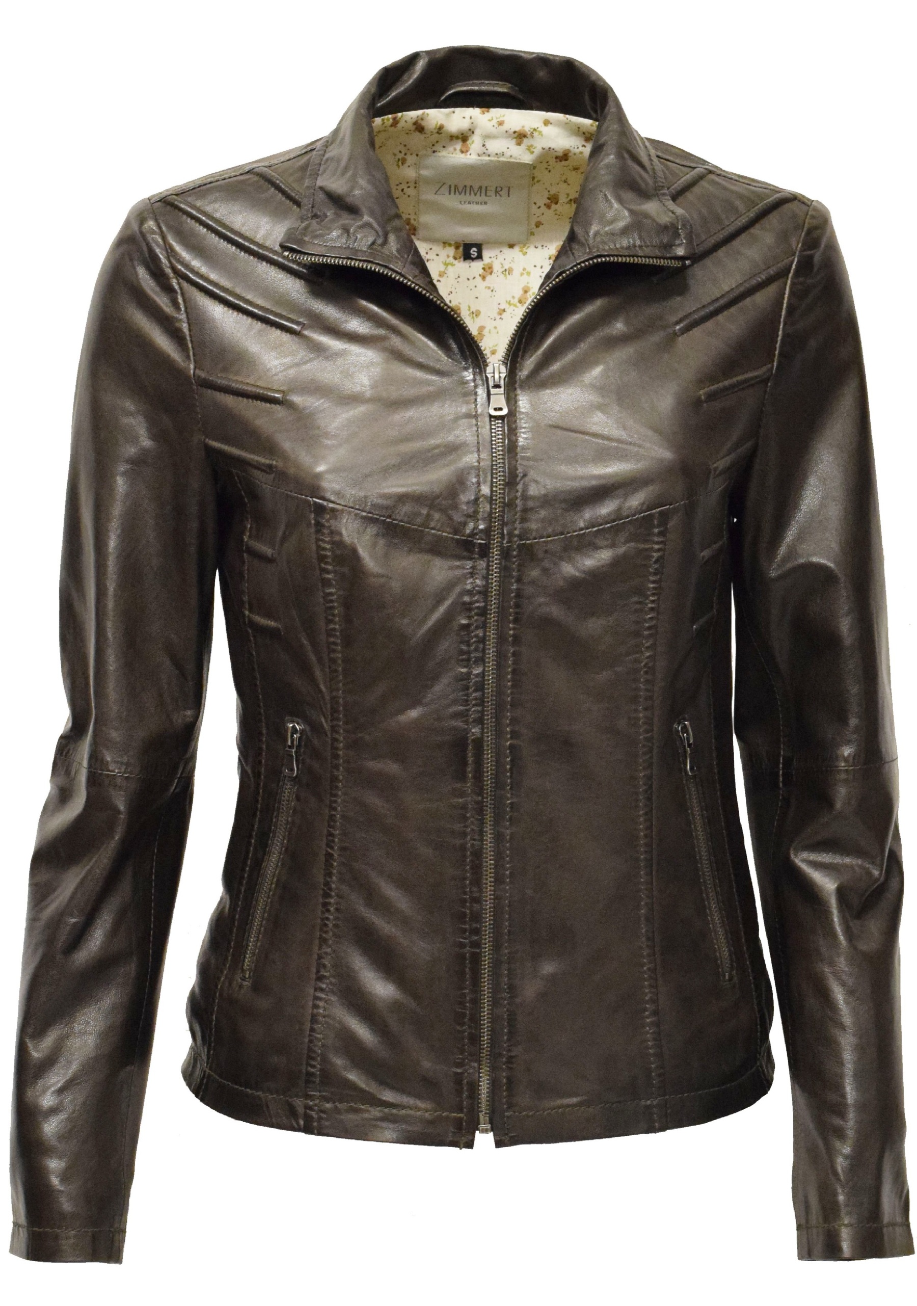 Damen Lederjacke Elodia in washed Dunkelbraun
