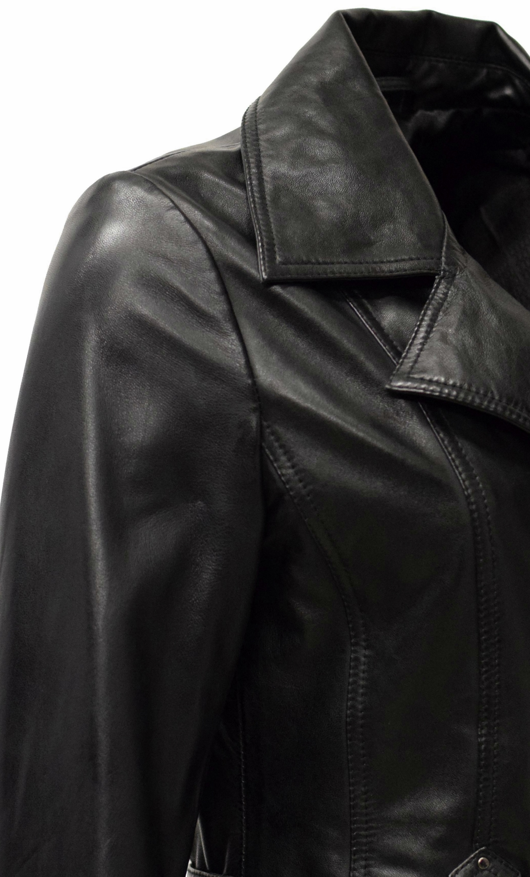 Damen Ledermantel Kaja in washed Schwarz