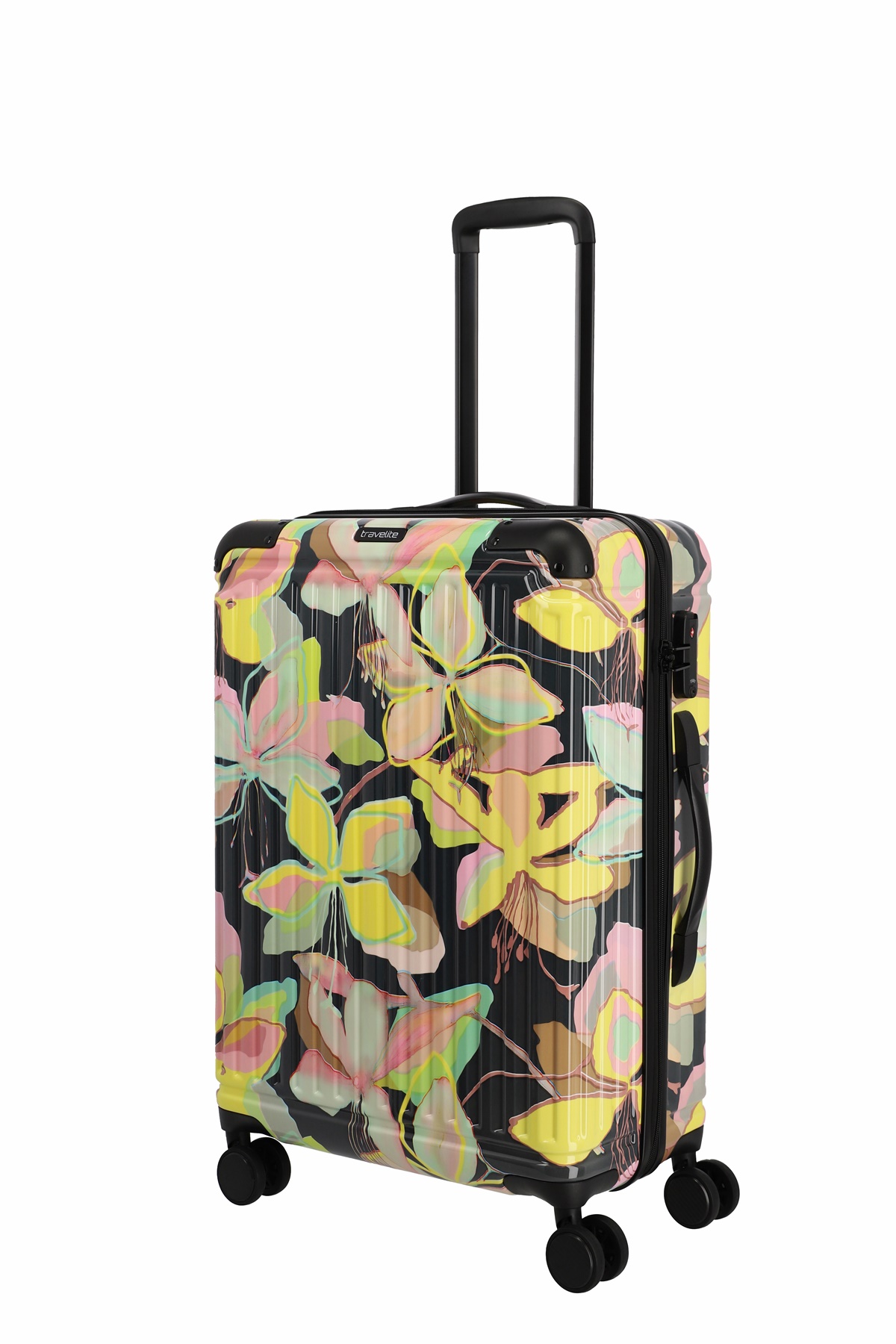 Travelite Trolley Cruise M 66 cm mit 4 Rollen Gelbe Orchidee
