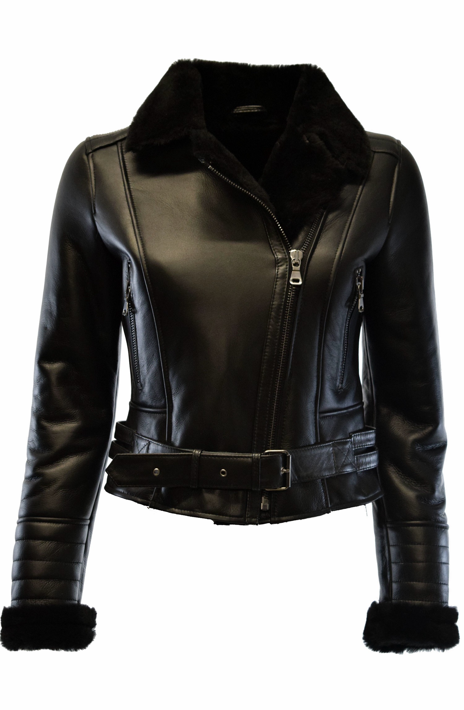 Damen Lammfelljacke Cropped Lionni Shearling Schwarz