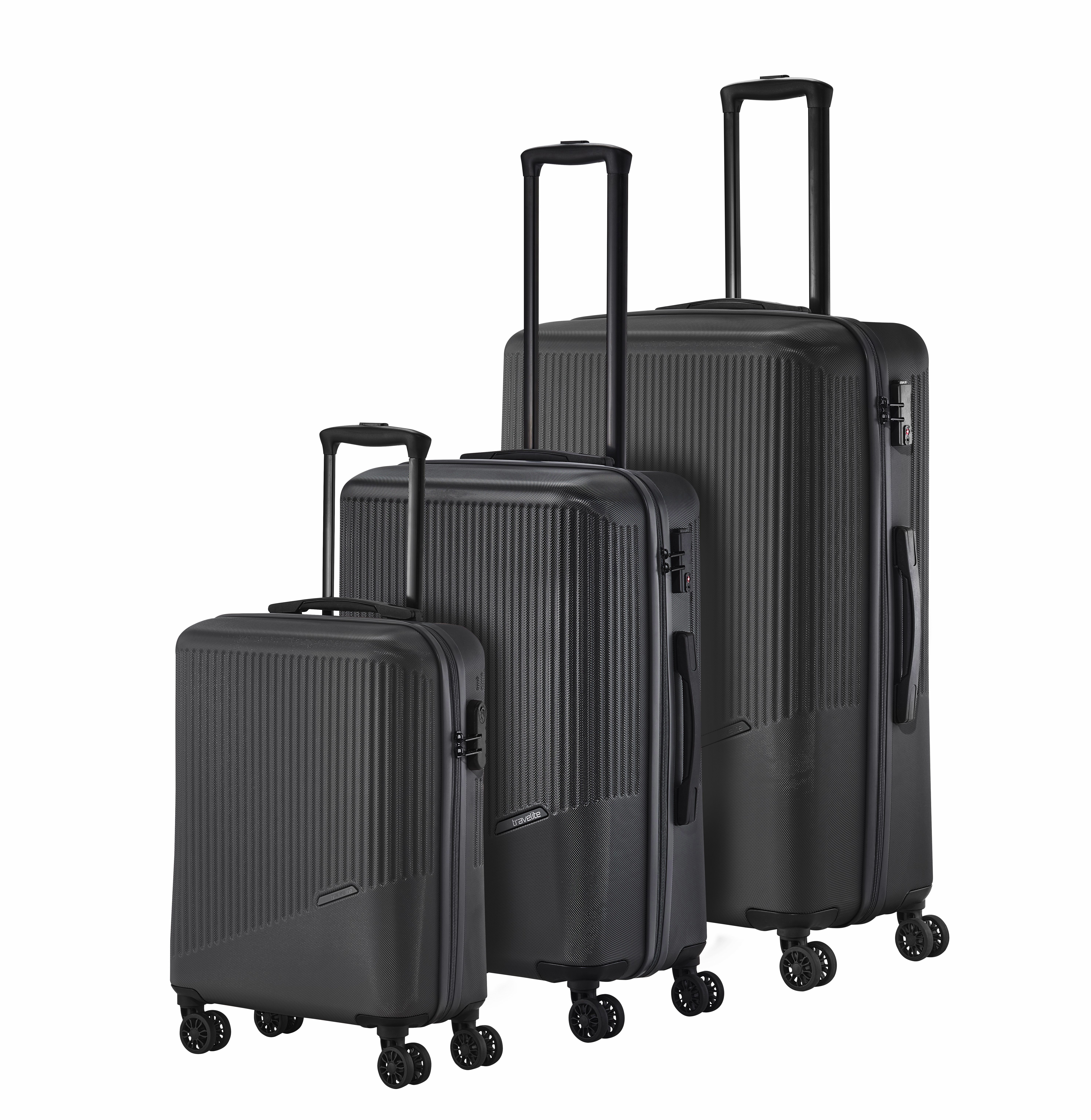 Travelite 3 tlg. Set Trolley Bali S 55 M 67 L 77 cm mit 4 Rollen in Anthrazit