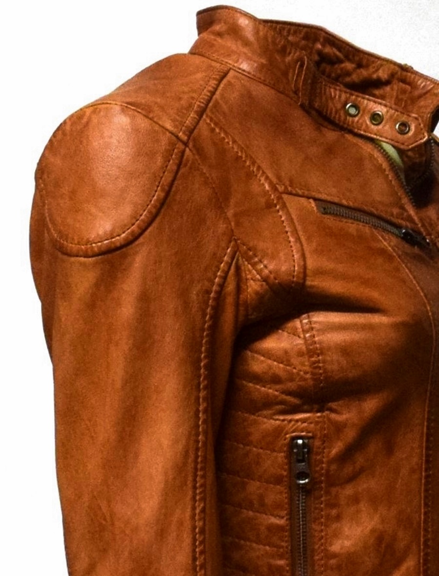 Damen Lederjacke Frida in Cognac