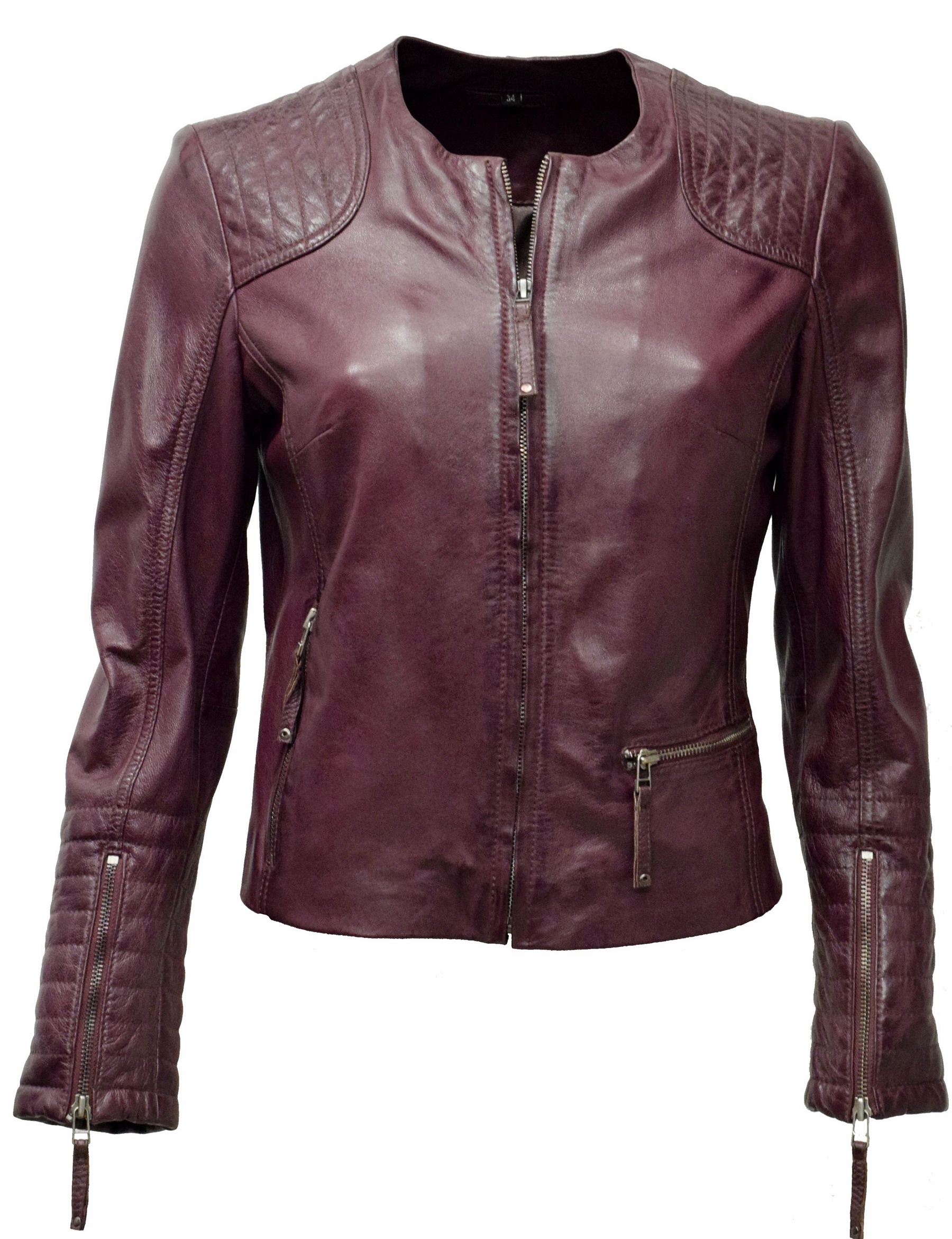 Damen Lederjacke Luisa in washed Burgund