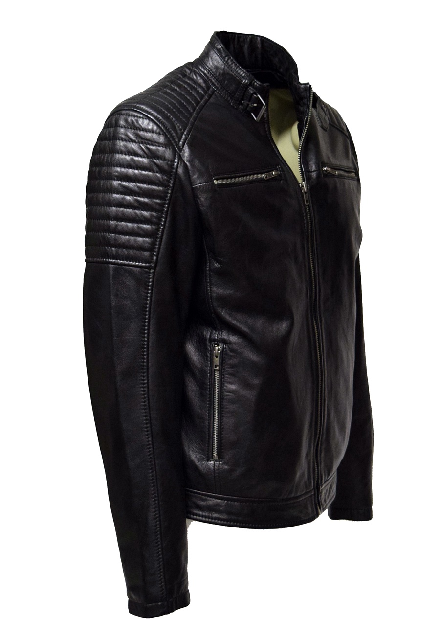 Herren Lederjacke Gunn in washed Schwarz