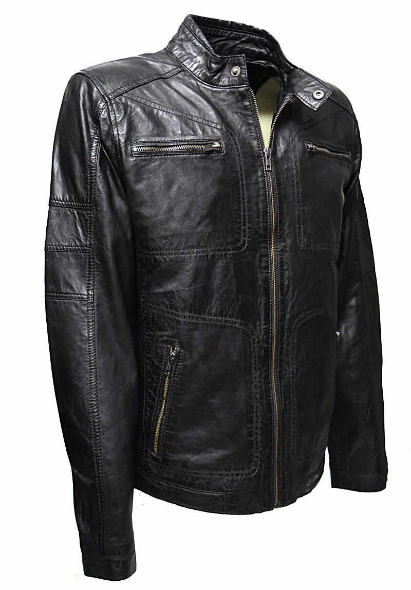 Zimmert Herren Lederjacke "LENNY" gesteppt in washed Schwarz