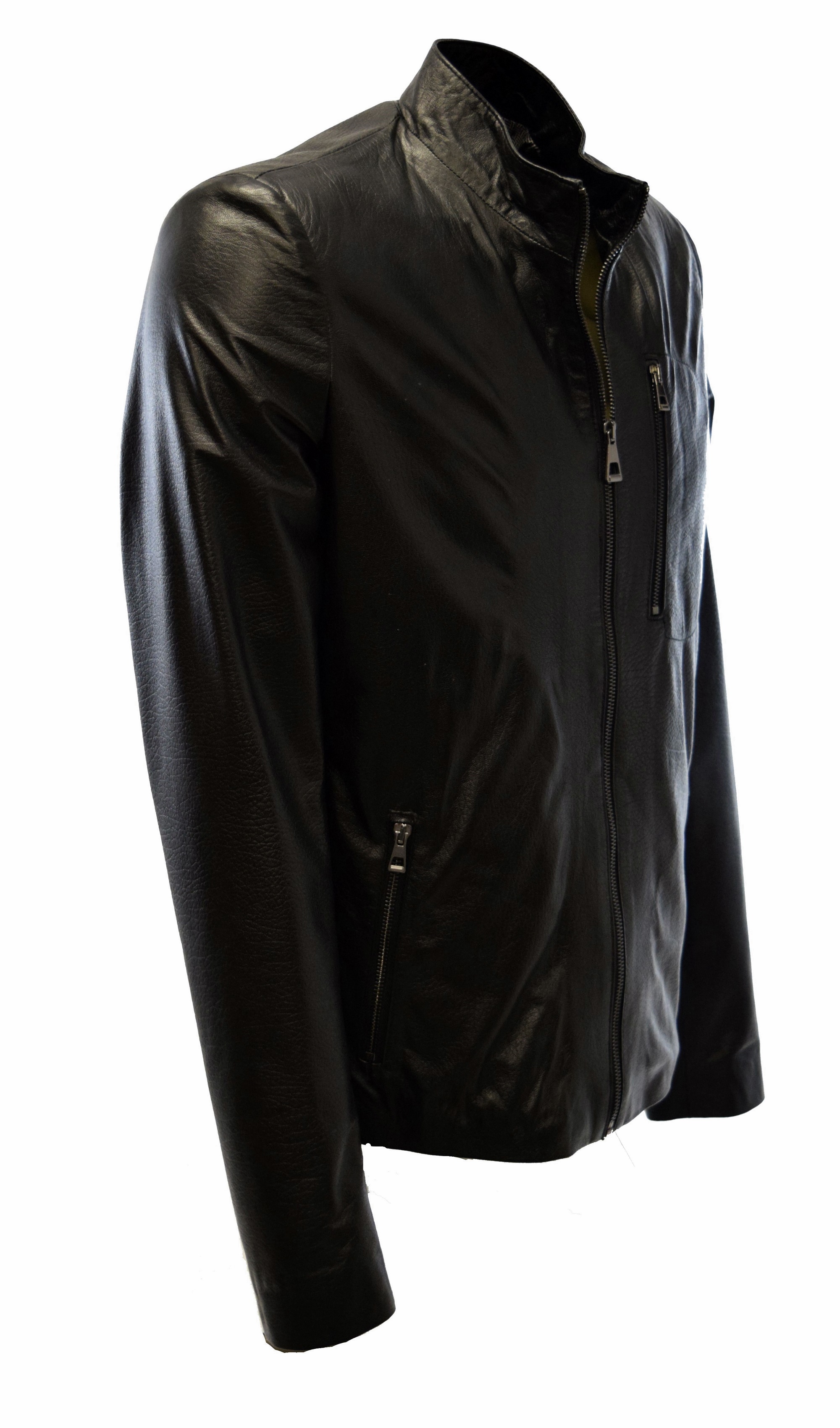 Herren Lederjacke Maik geprägtes Leder in Schwarz