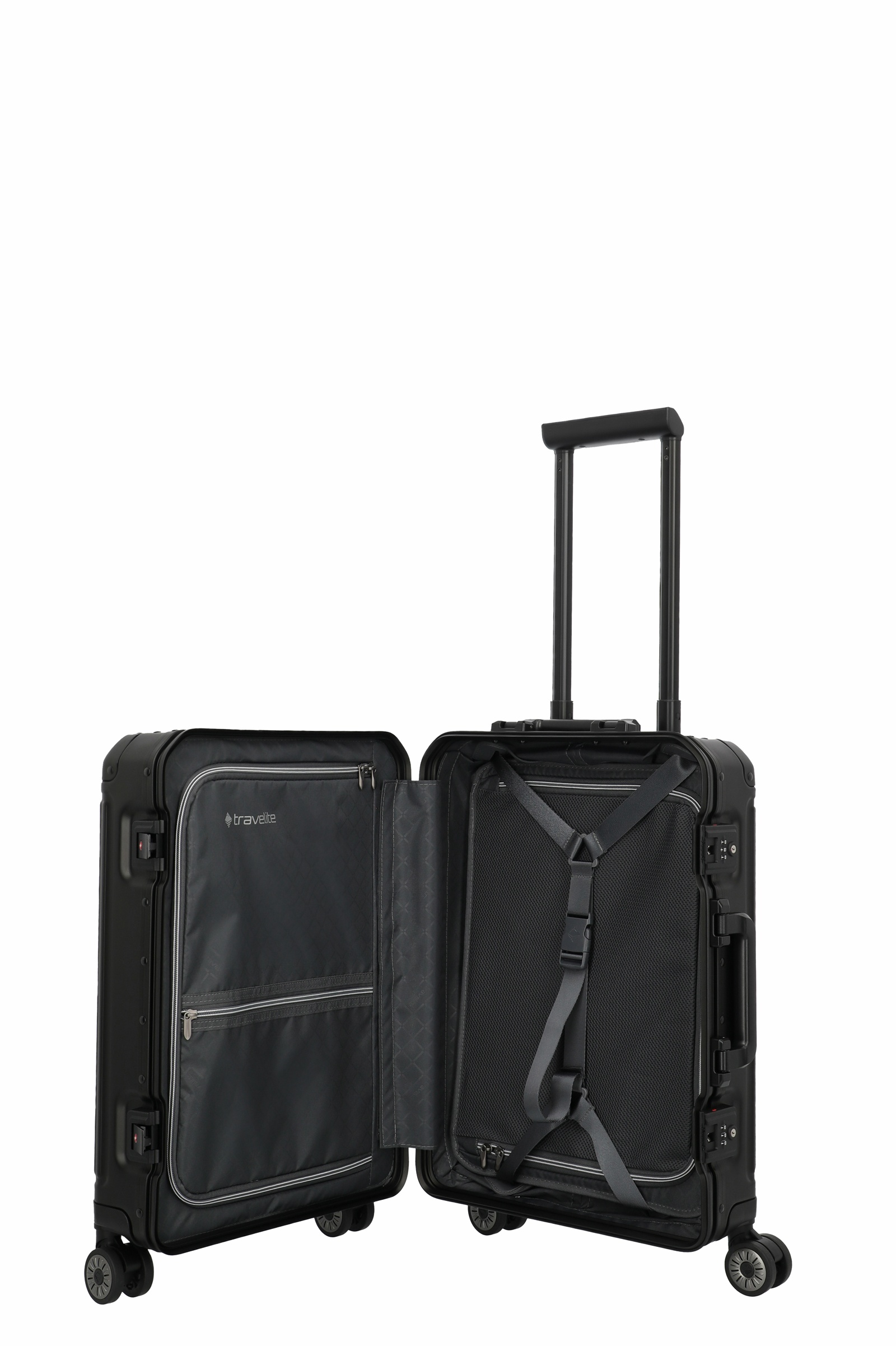 Travelite Aluminium Trolley Next 2.0 S 55 cm mit 4 Rollen Schwarz