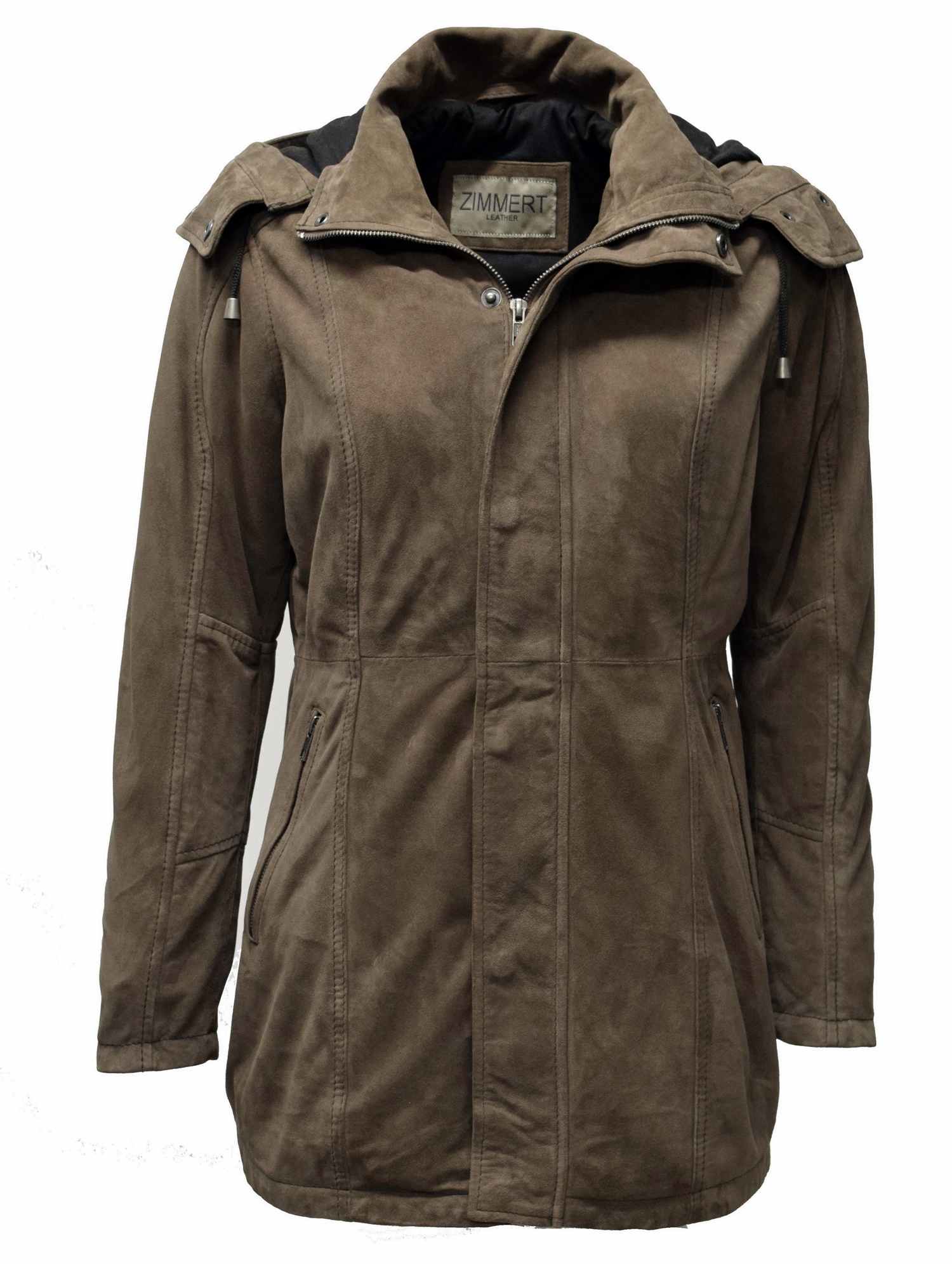 Damen Ziegenvelour Lederjacke Pauline in Schlamm