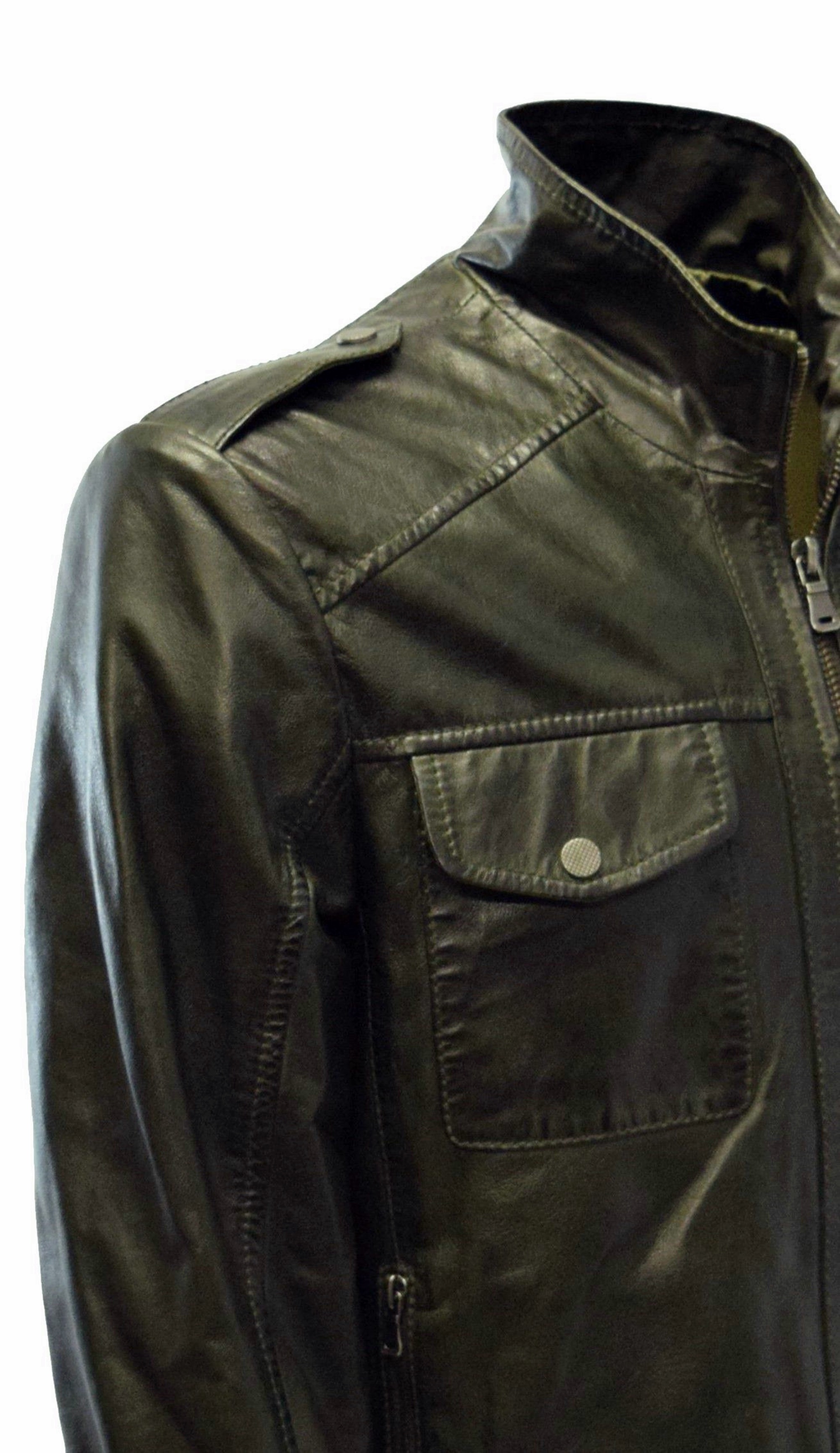 Herren Lederjacke Berny washed Dunkelgrün