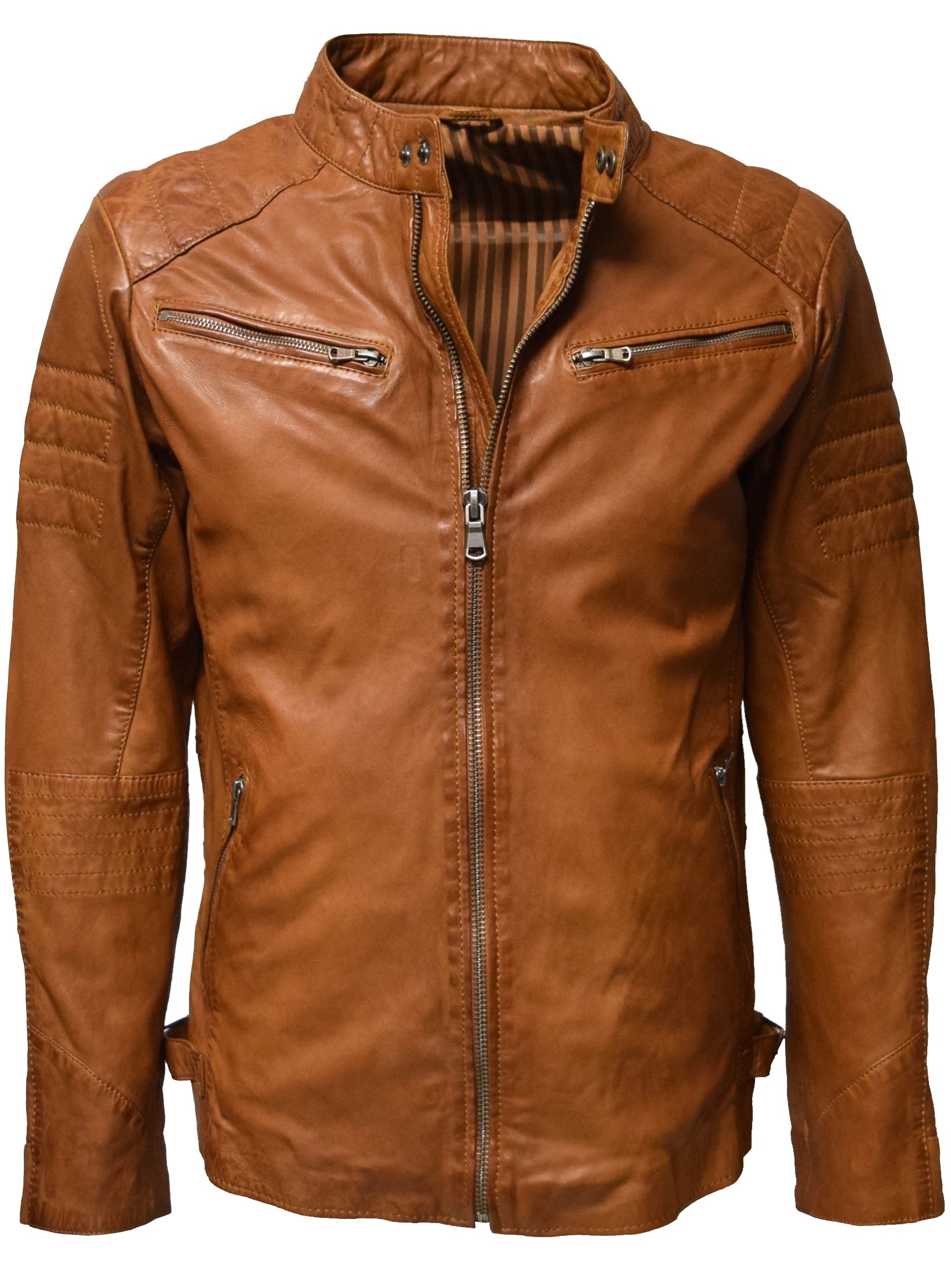 Herren Lederjacke Stan washed Cognac Braun