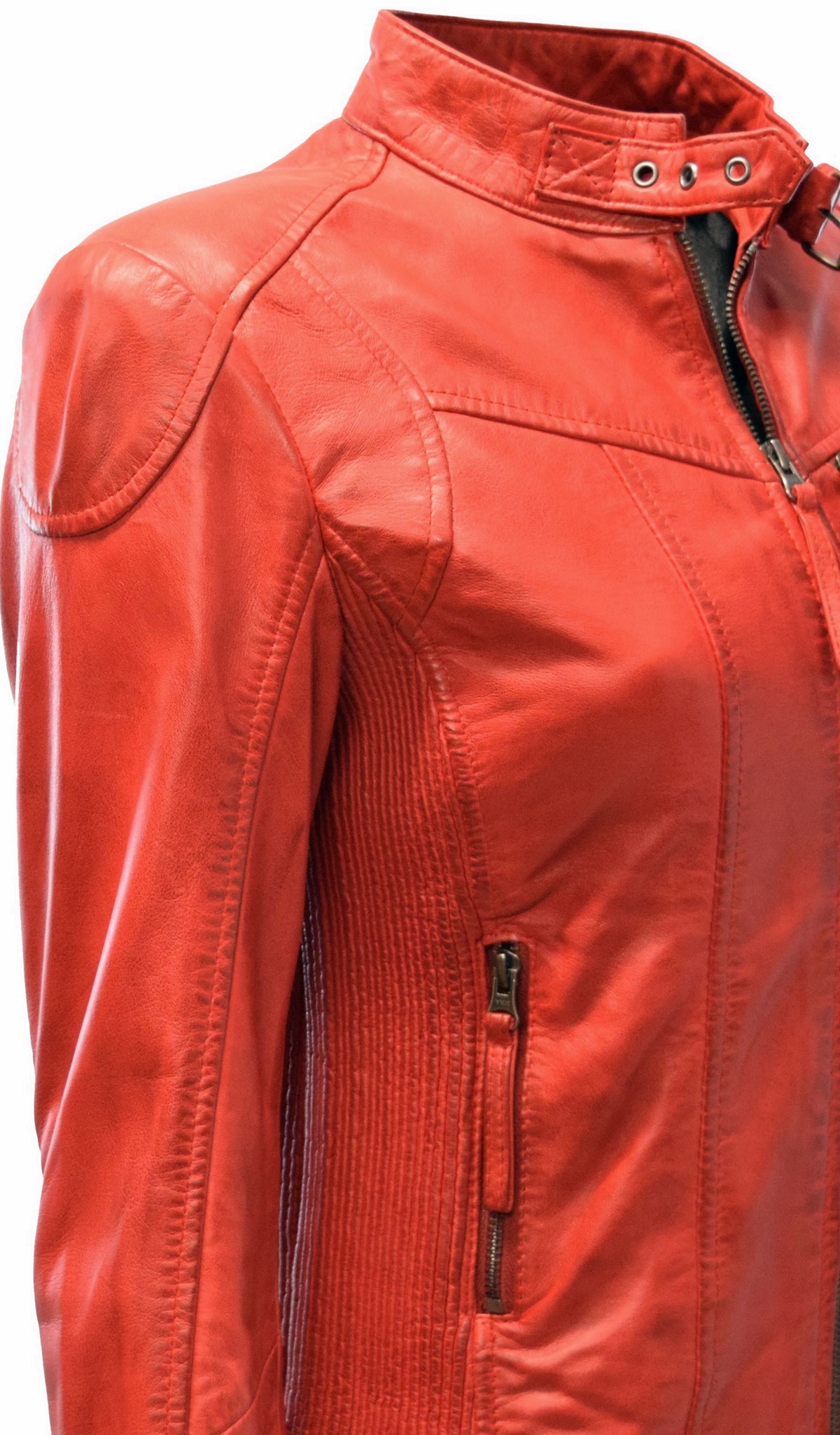 Damen Lederjacke Lena in washed Rot