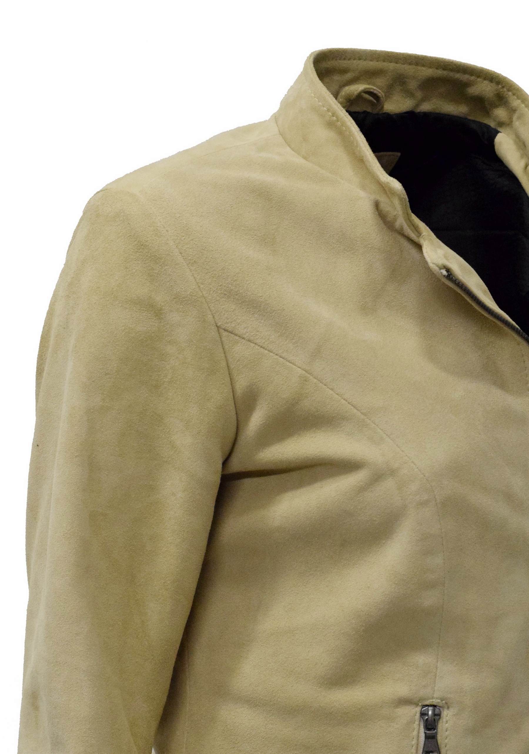 Damen Lederjacke Debby in Ziegenvelour Cremebeige