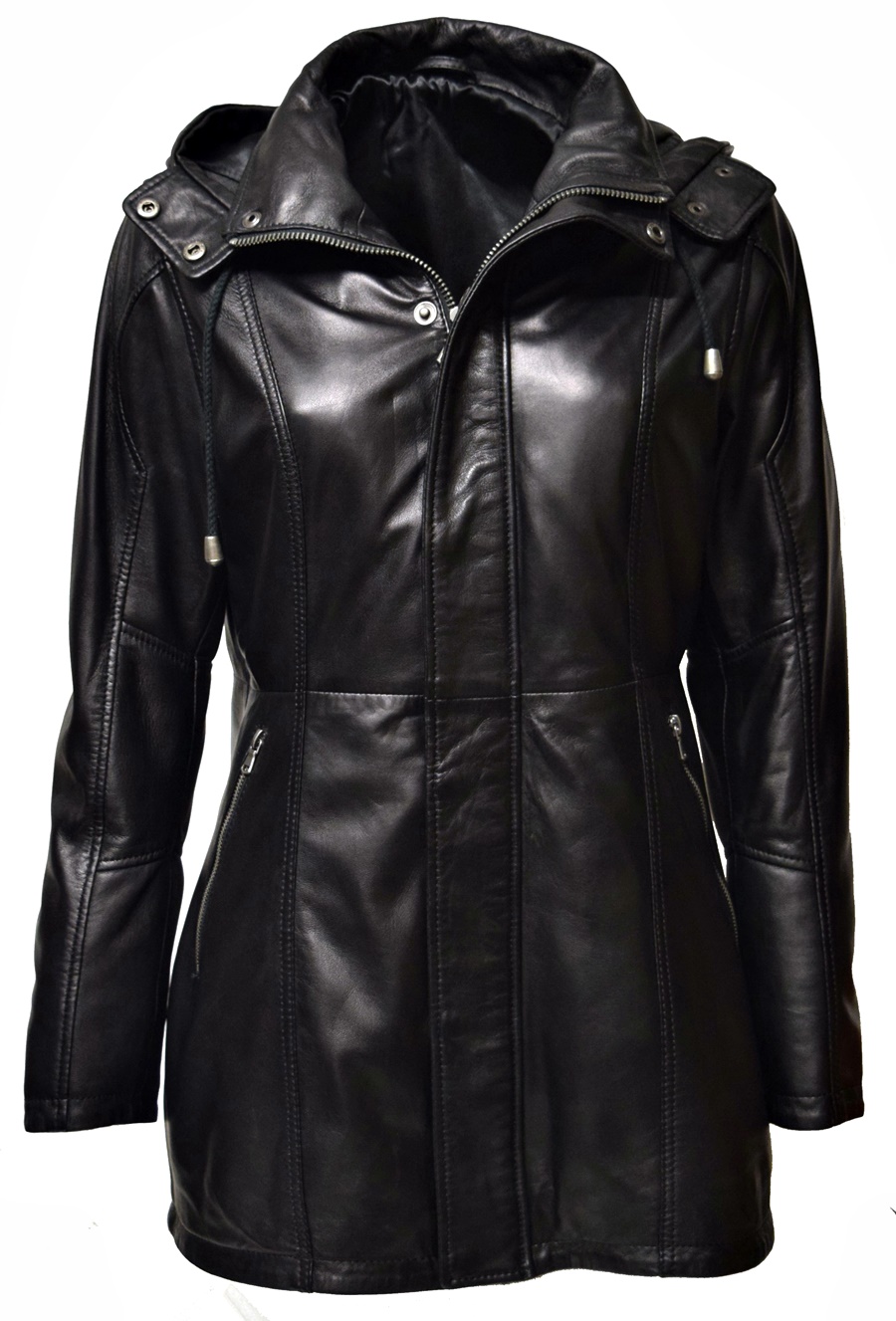 Damen Lederjacke Pauline in Schwarz