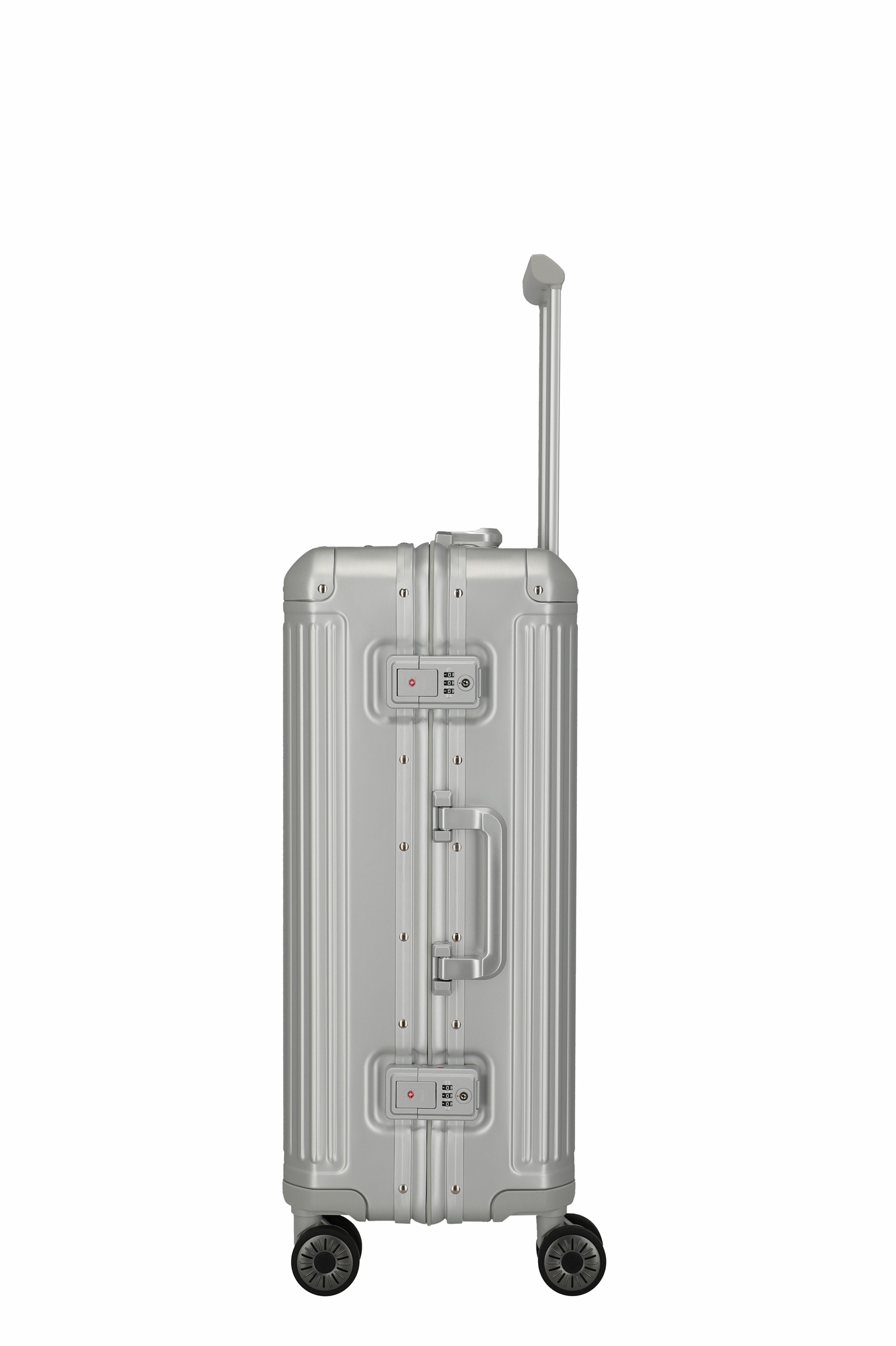 Travelite Aluminium Trolley Next 2.0 M 66 cm mit 4 Rollen Silber