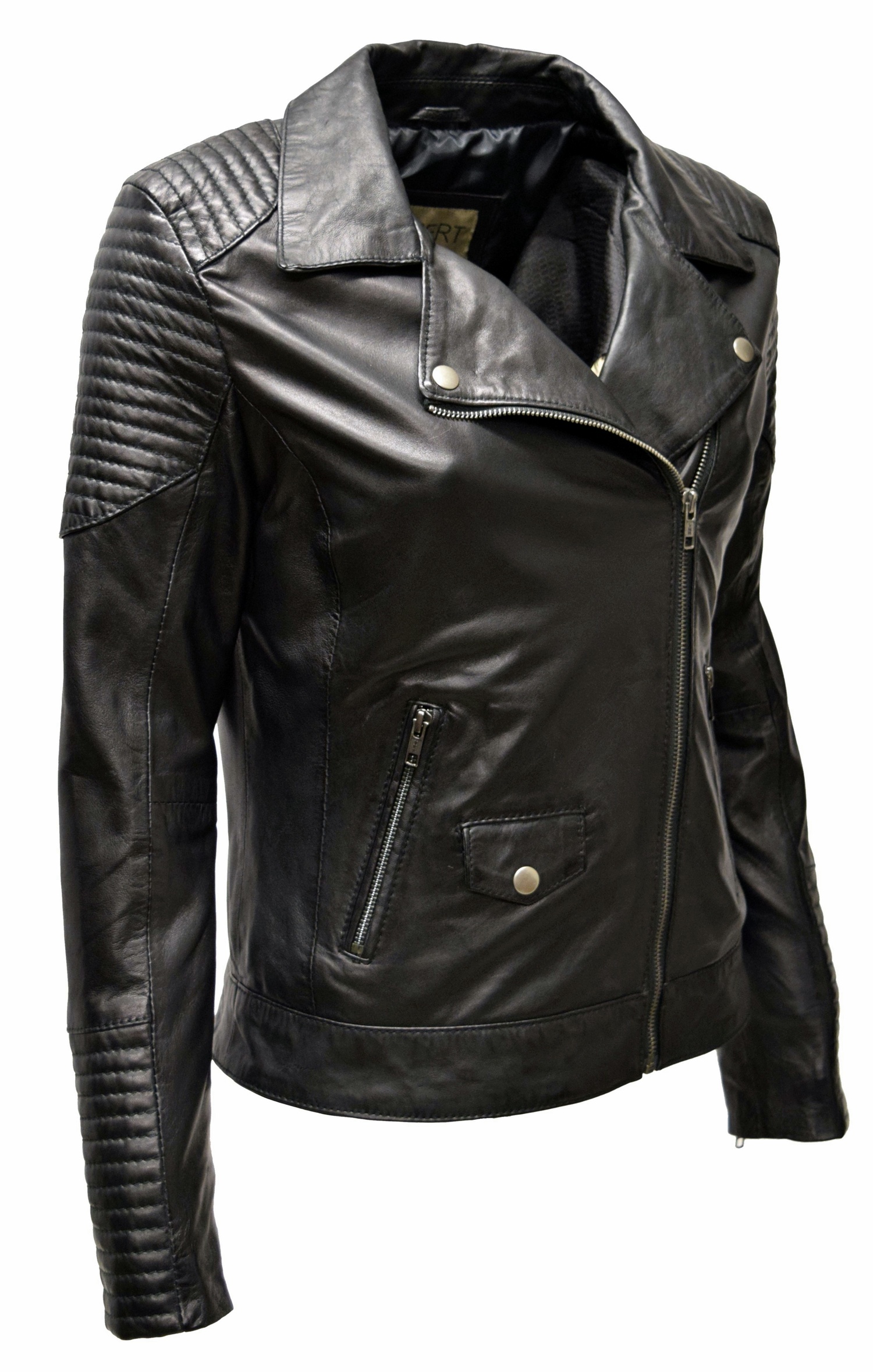 Damen Biker Lederjacke Lola in Schwarz